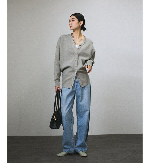 SALON adam et rope'「メタルボタンスウェットライクVネックカーディガン」|カーディガン|