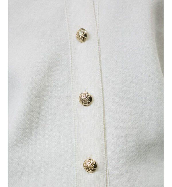 SALON adam et rope'「メタルボタンスウェットライクVネックカーディガン」|カーディガン|