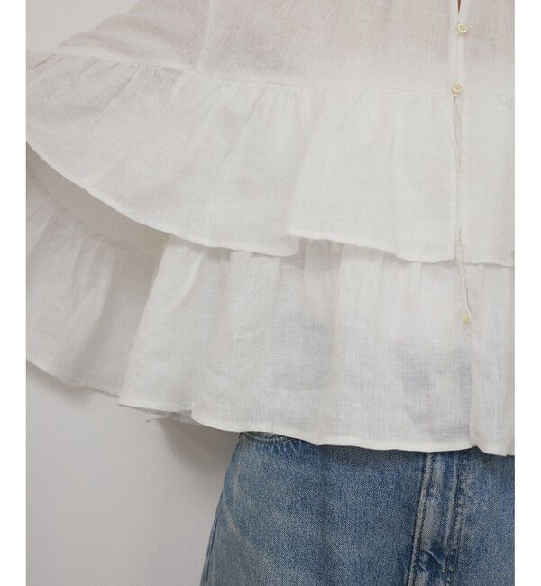 SALON adam et rope'「【WEB限定】ヨーロピアンフラックスリネンフリルブラウス」|シャツ・ブラウス|