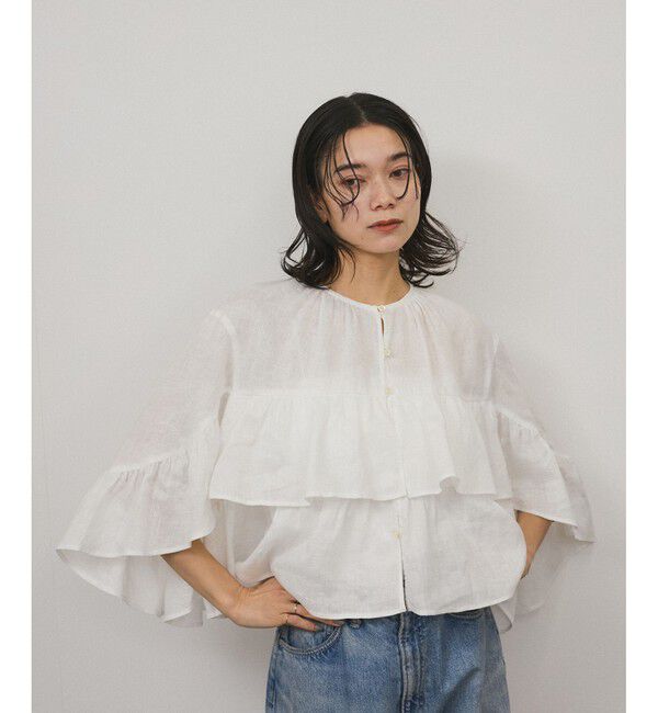 SALON adam et rope'「【WEB限定】ヨーロピアンフラックスリネンフリルブラウス」|シャツ・ブラウス|