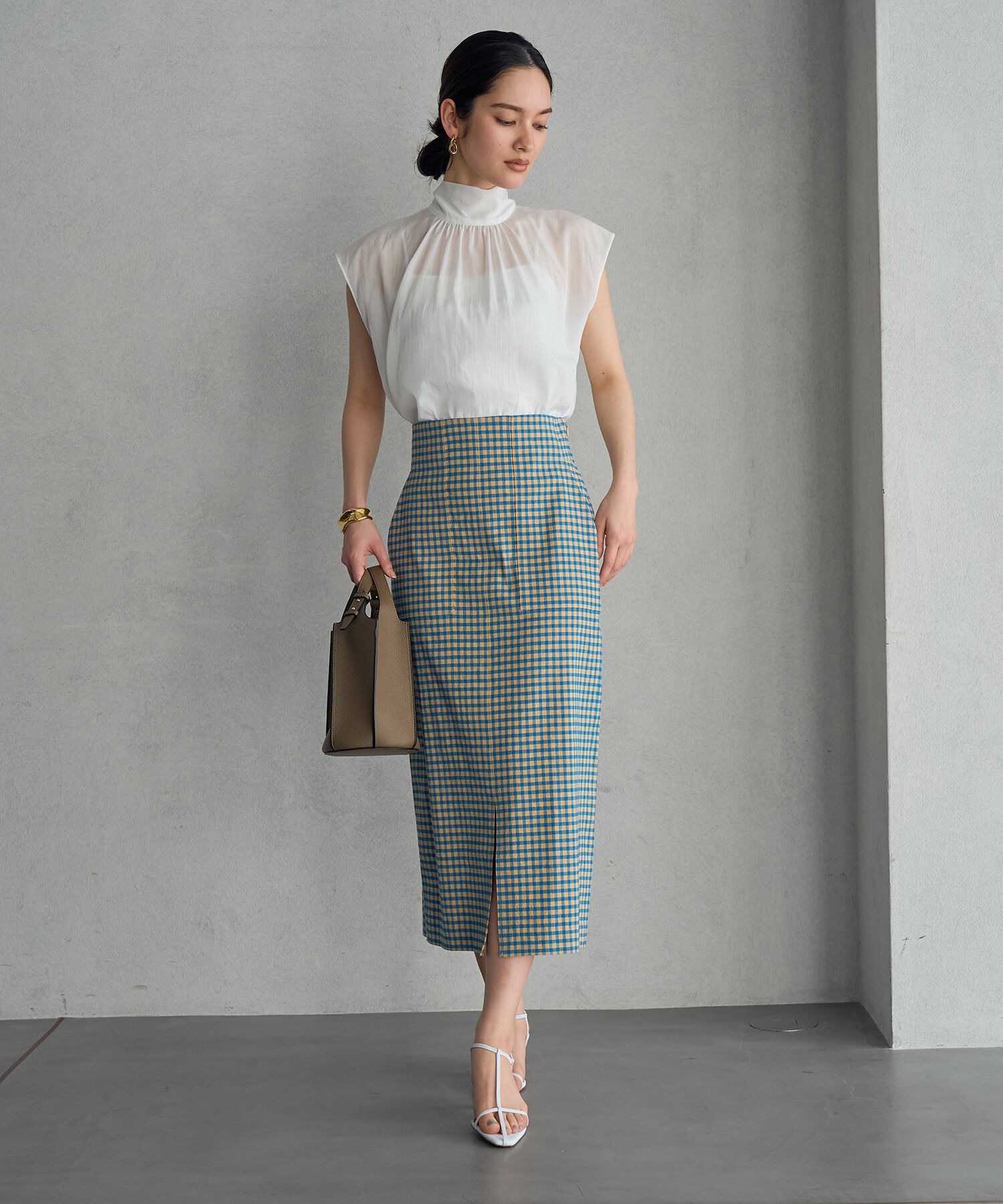 ROPE「【洗える】【新色追加】コットンリネンポケット付きタイトスカート」|スカート|