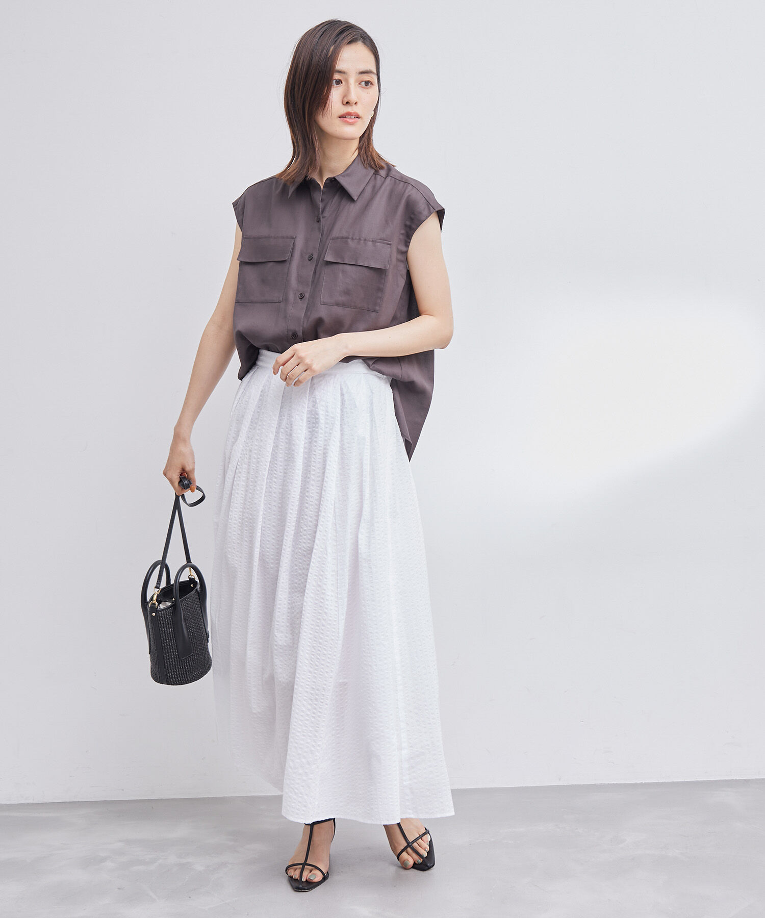 ROPE「プリント&無地タックスカート」|スカート|