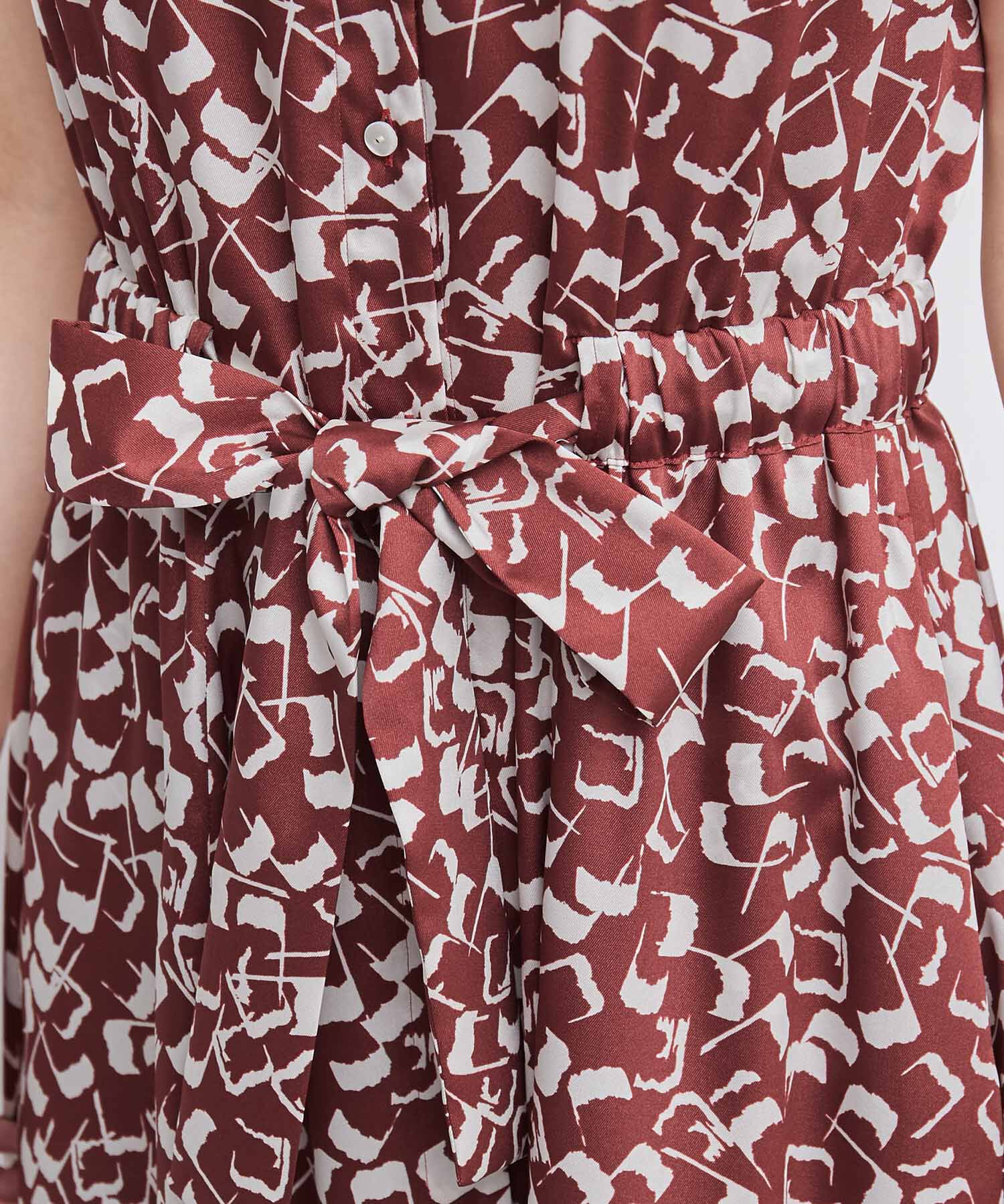 ROPE「幾何柄&無地 ウエストリボンワンピース」|ワンピース|