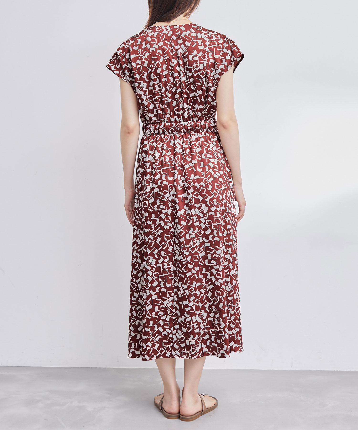 ROPE「幾何柄&無地 ウエストリボンワンピース」|ワンピース|