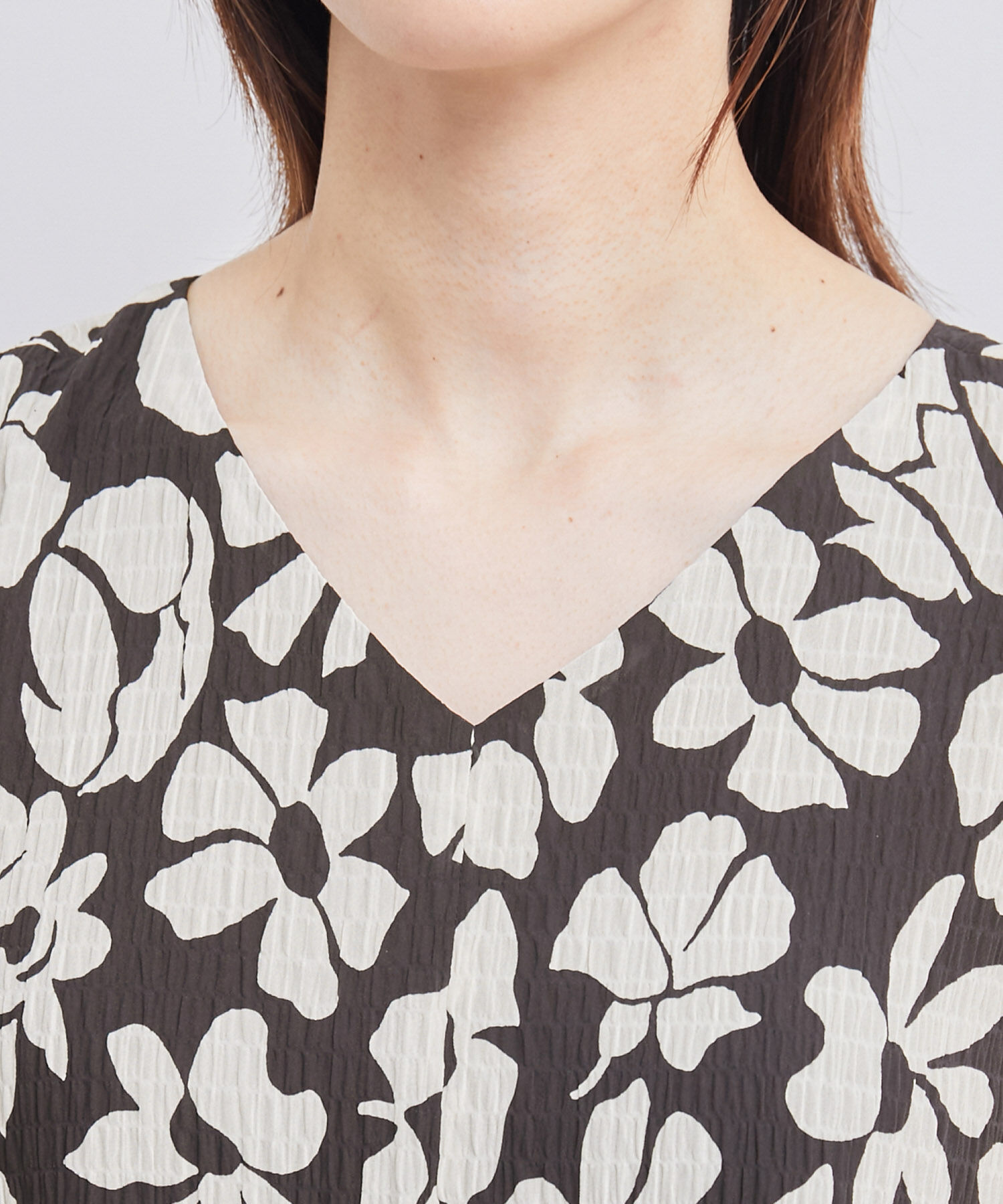 ROPE「プリント＆無地 ティアードワンピース」|ワンピース|