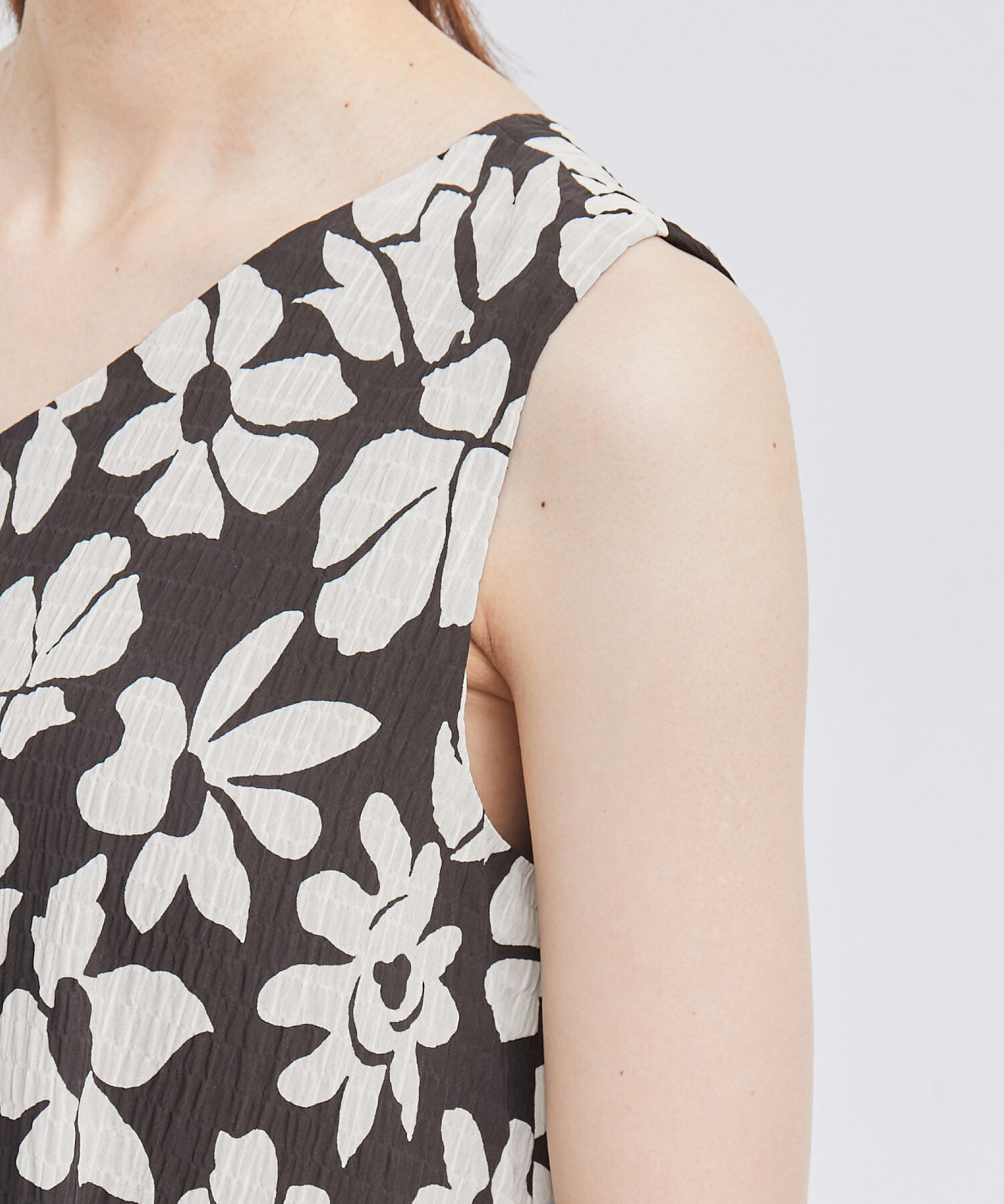 ROPE「プリント＆無地 ティアードワンピース」|ワンピース|