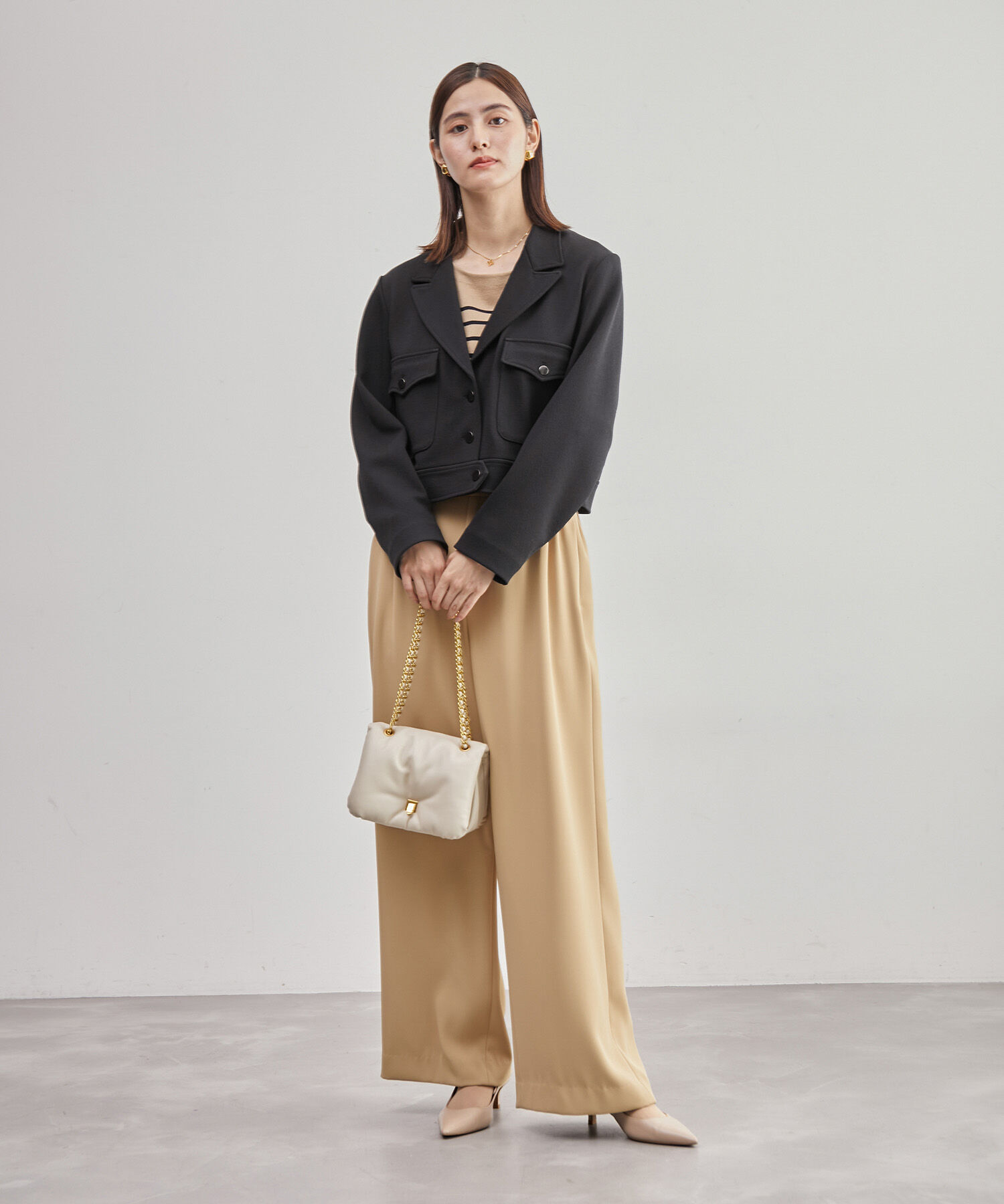 ROPE「ショート丈ジャケットブルゾン」|ブルゾン・スタジャン|