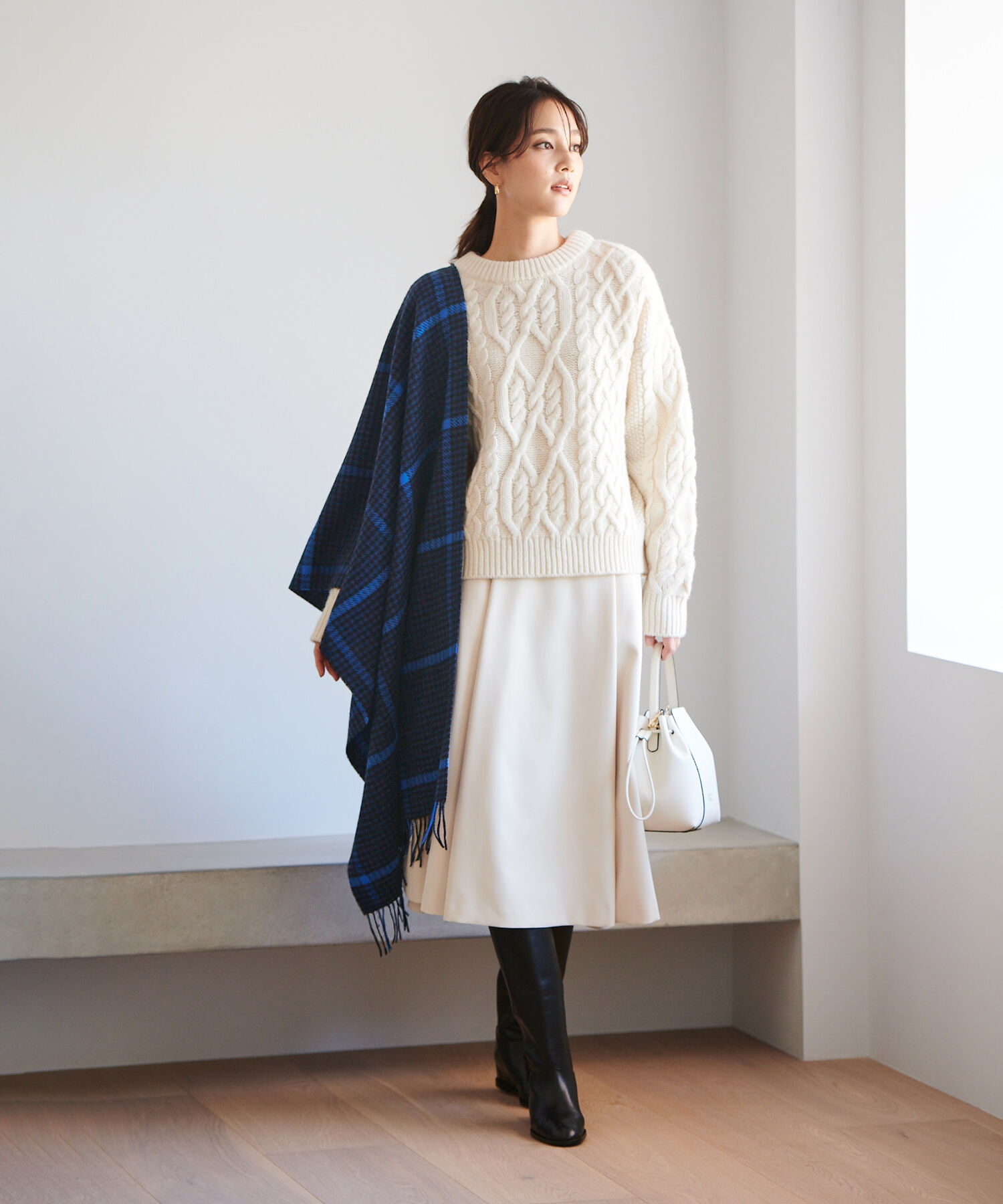 ROPE「カシミヤブレンド パターンストール（千鳥格子/グレンチェック）」|ストール|