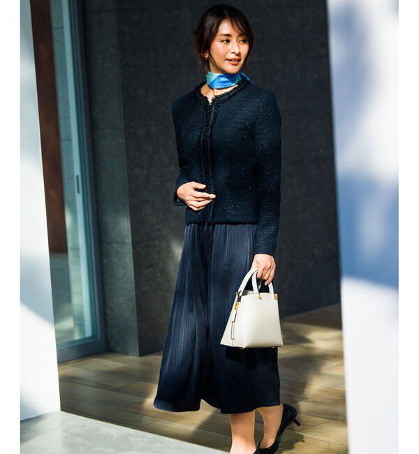 ROPE「【雑誌掲載】ミックスツイードノーカラージャケット」|ノーカラージャケット|