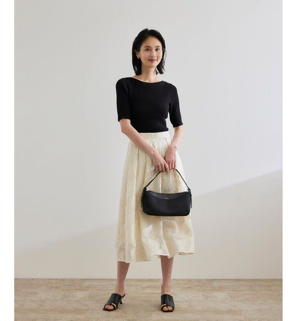 ROPE「【洗える】【WEB・一部店舗限定】前後2WAYボートネックリブ5分袖ニット」|ニット・セーター|