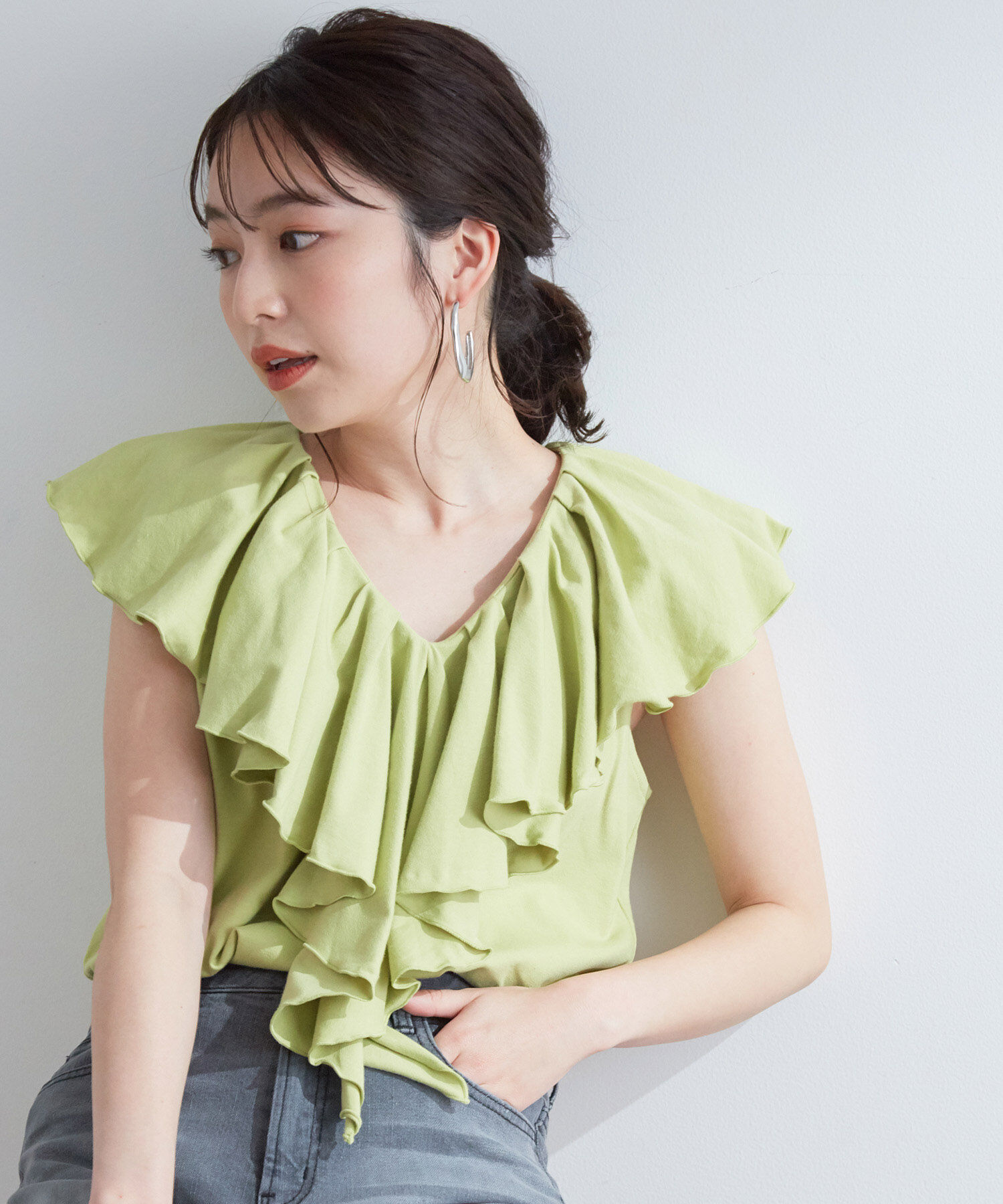 VIS「フリルカラーカットソートップス」|Tシャツ・カットソー|