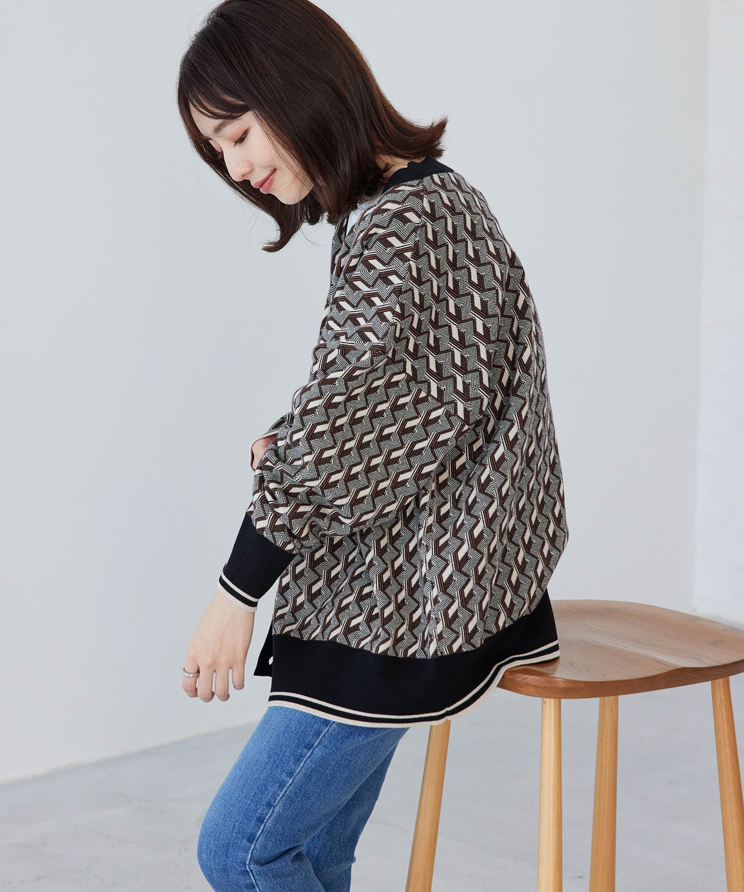 VIS「ゆったり羽織れる、ビッグシルエットカーディガン」|カーディガン|