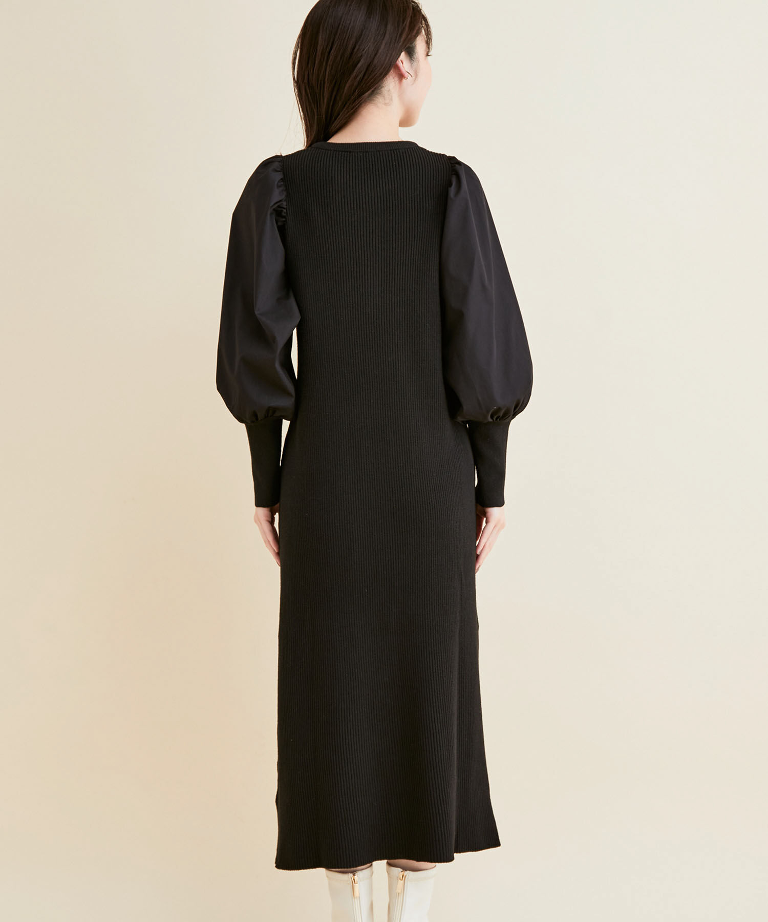VIS「＜追加＞【一部カラー公式サイト・直営店舗限定】ボリュームスリーブ釦アクセントAラインニットワンピース」|ワンピース|