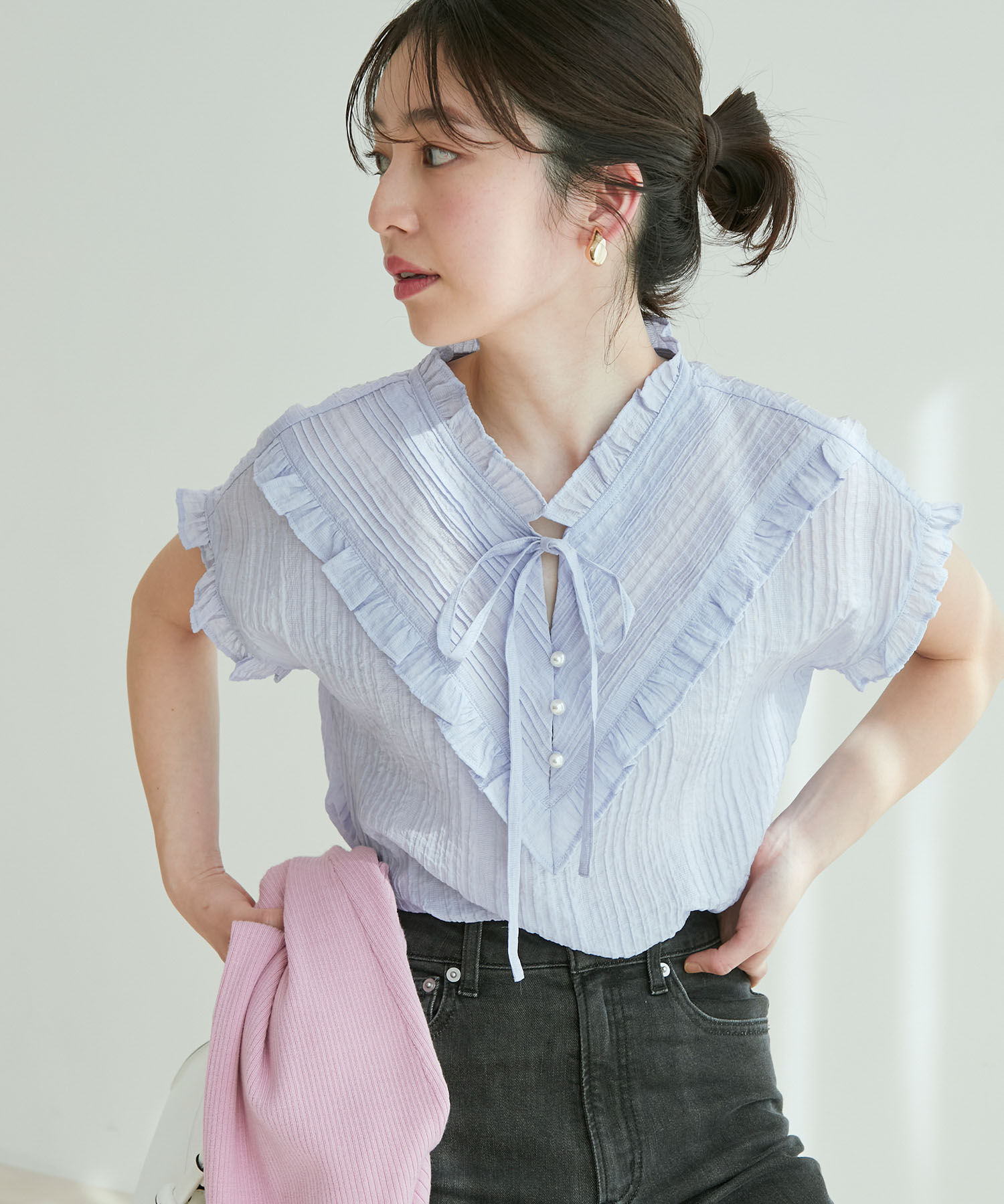 vis-a-vis「【WEB限定】【追加生産】ピンタックフリルブラウス」|シャツ・ブラウス|