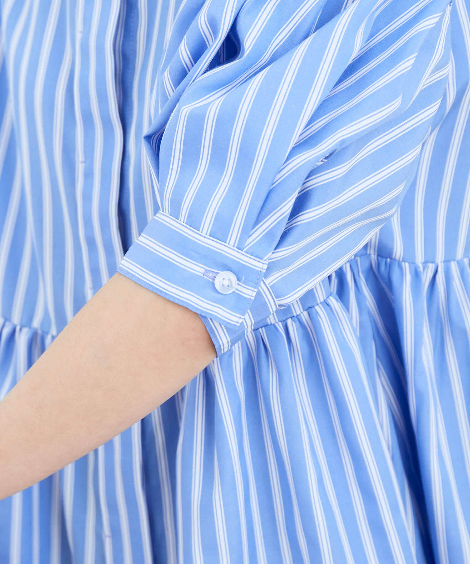 VIS「ストライプ/無地タイプライターチュニックブラウス」|シャツ・ブラウス|