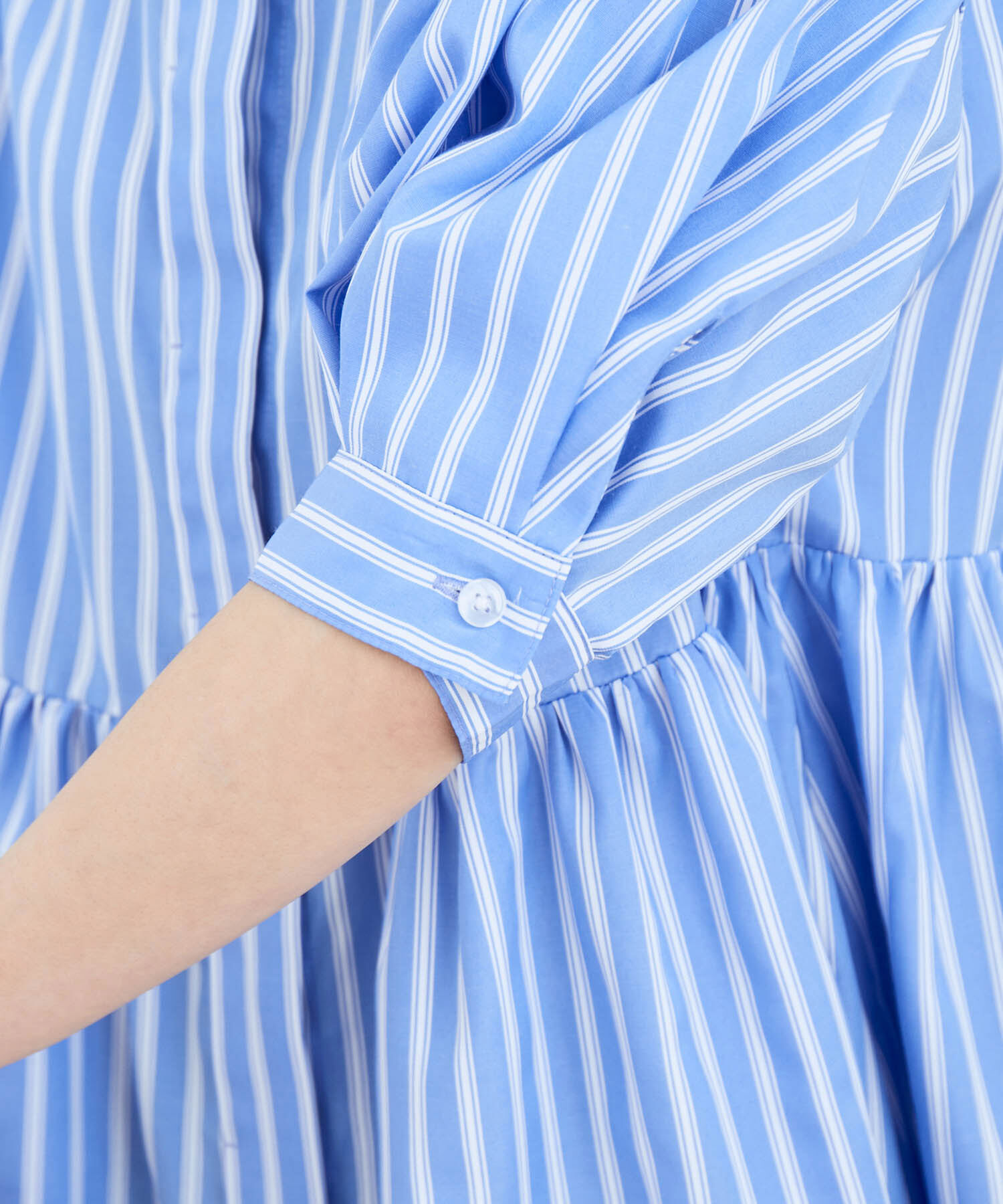 VIS「ストライプ/無地タイプライターチュニックブラウス」|シャツ・ブラウス|