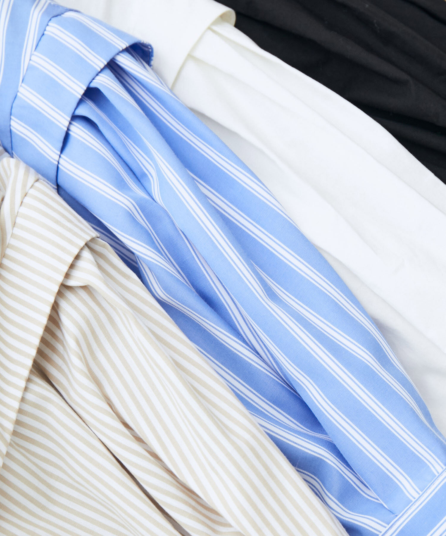 VIS「ストライプ/無地タイプライターチュニックブラウス」|シャツ・ブラウス|