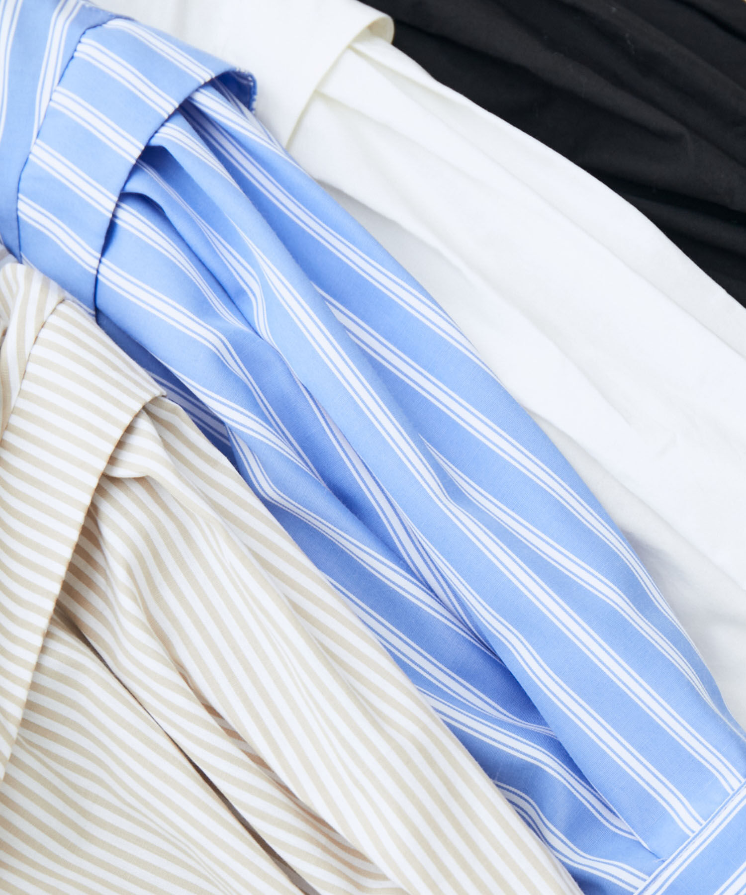 VIS「ストライプ/無地タイプライターチュニックブラウス」|シャツ・ブラウス|