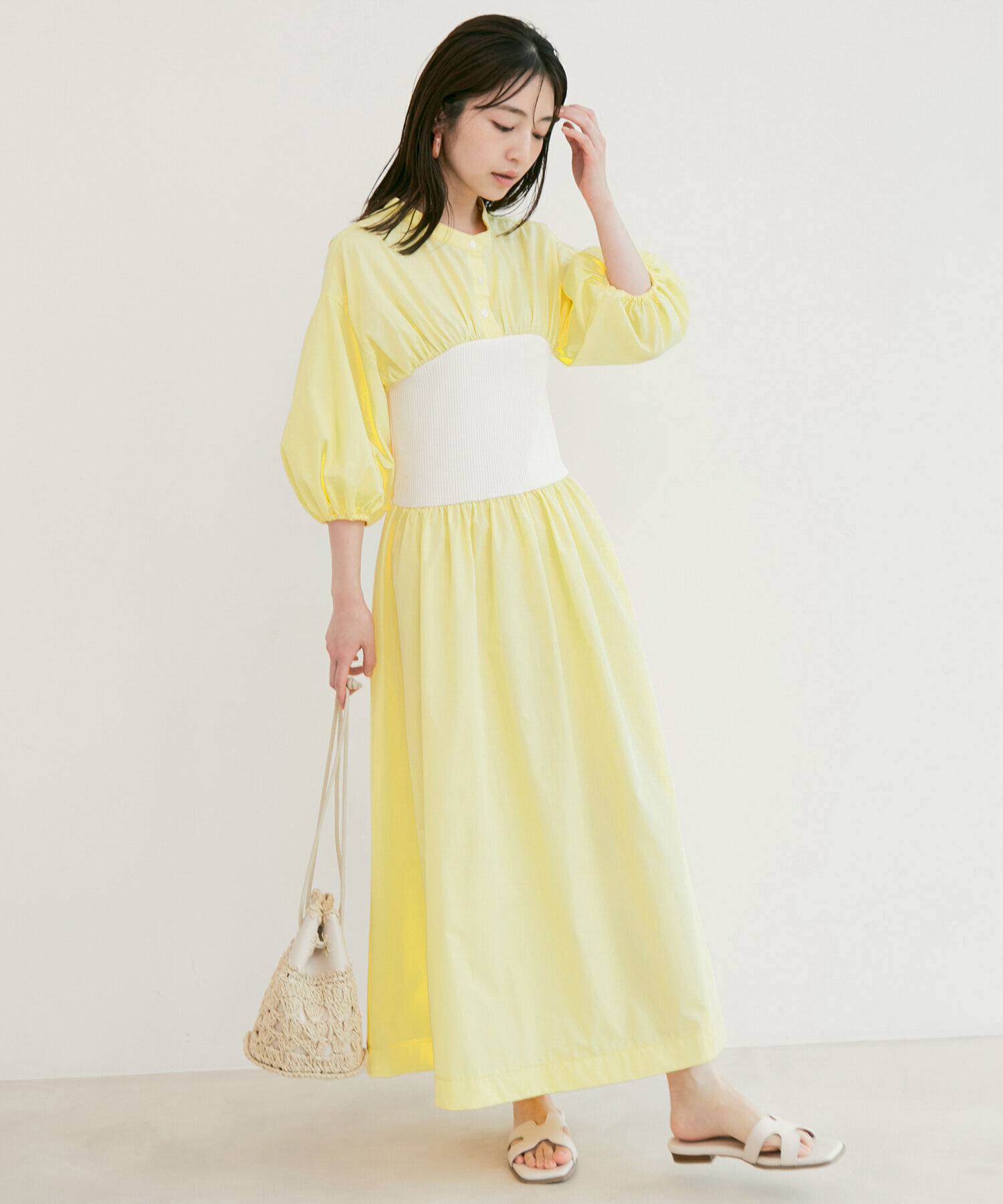 VIS「ストライプ＆無地ビスチェドッキングシャツワンピース」|その他|