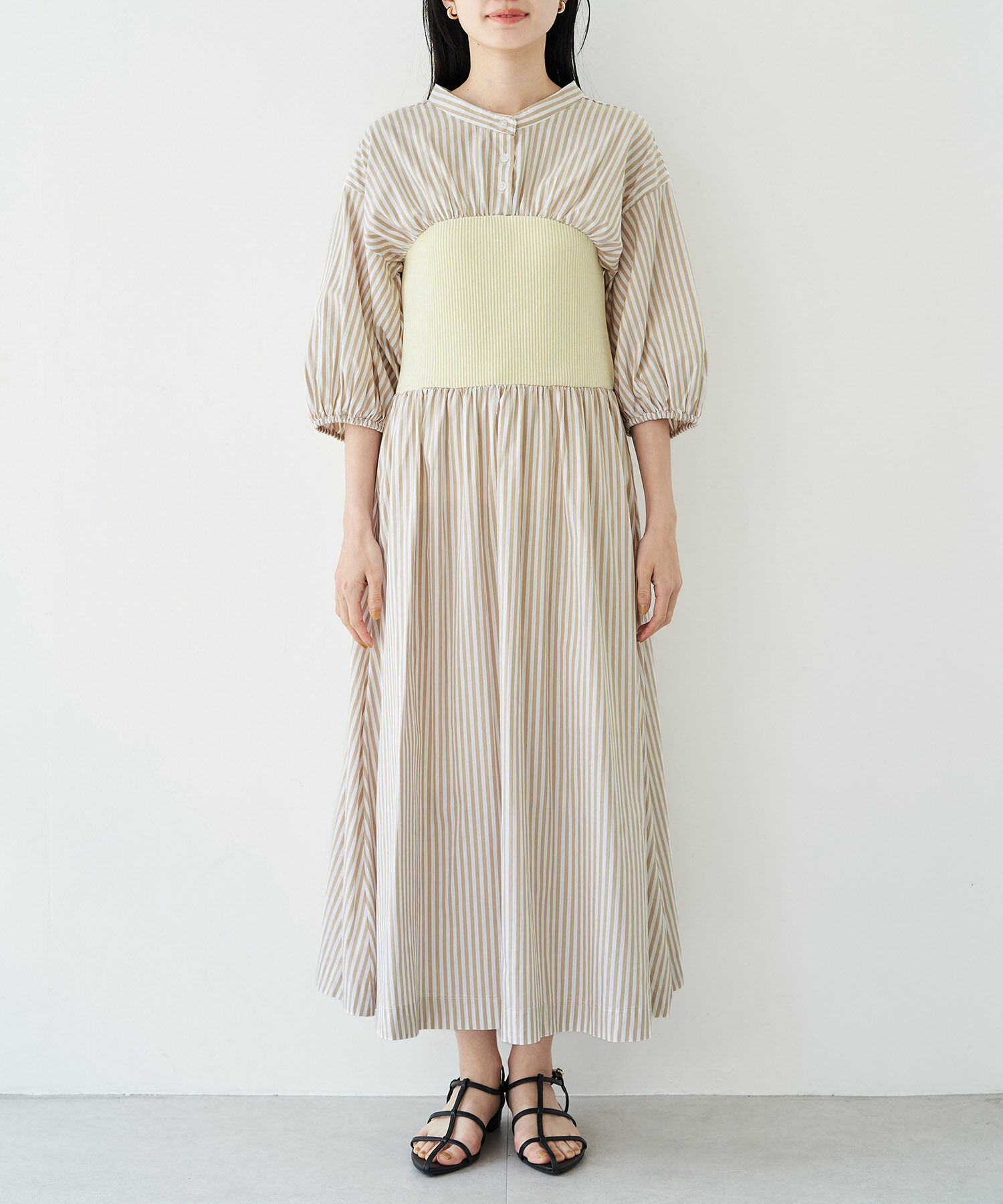 VIS「ストライプ＆無地ビスチェドッキングシャツワンピース」|その他|