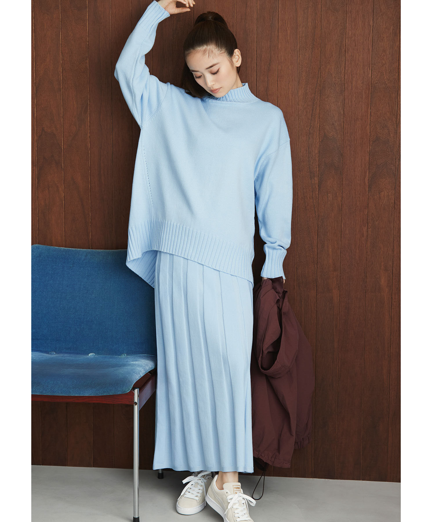 VIS「【洗える】ボーダー＆無地バックスリットニット【sustainable】」|ニット・セーター|