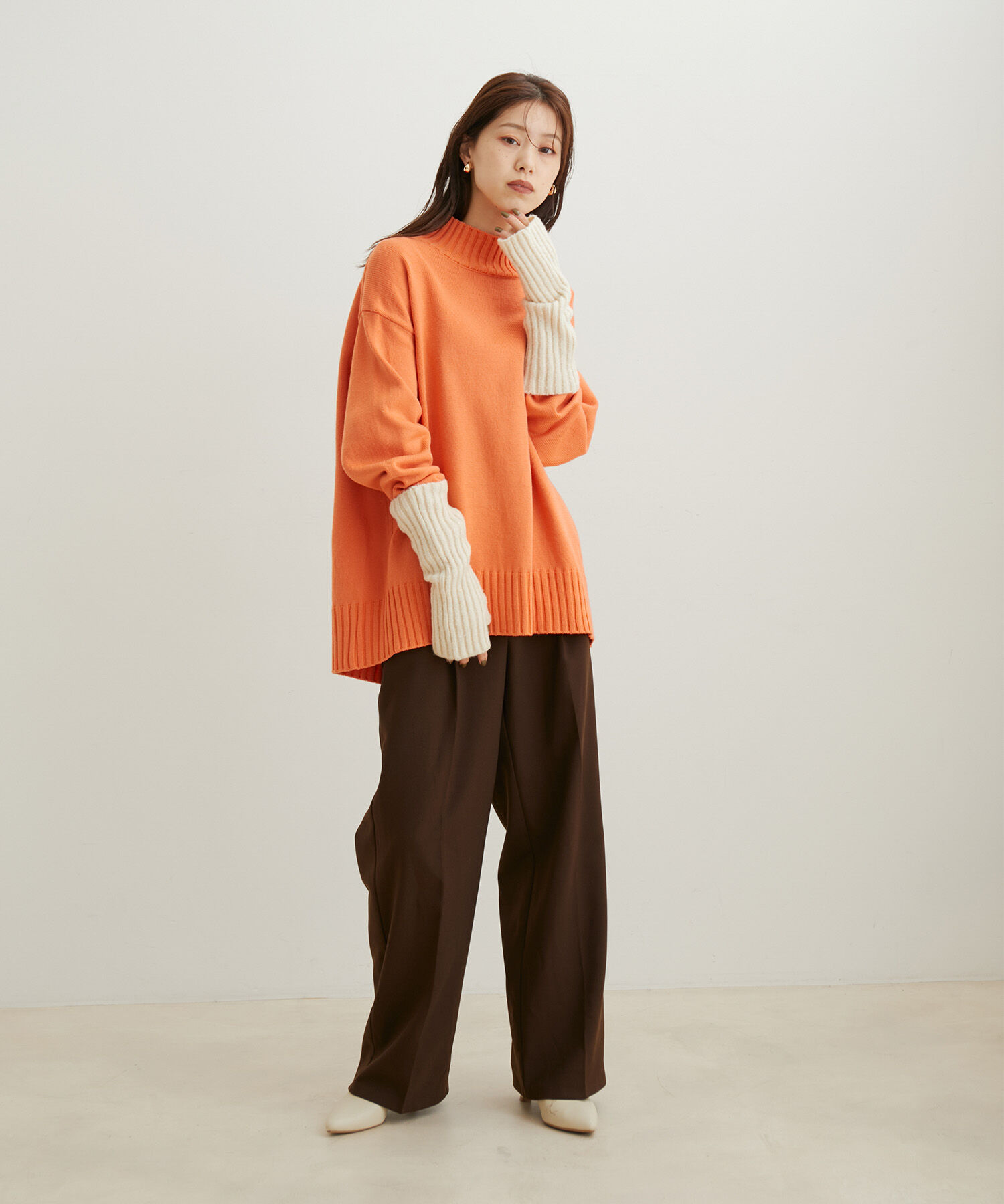 VIS「【洗える】ボーダー＆無地バックスリットニット【sustainable】」|ニット・セーター|