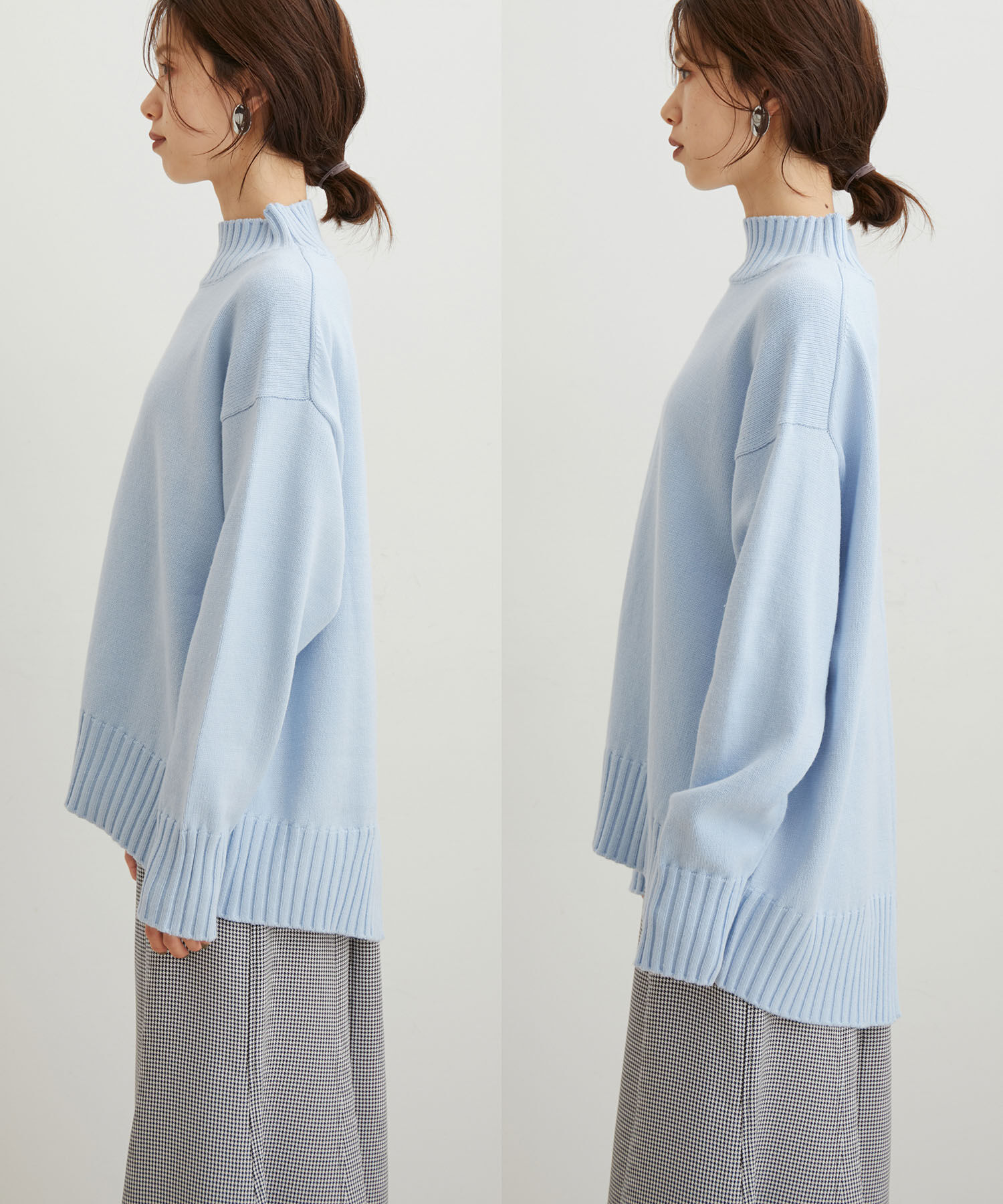 VIS「【洗える】ボーダー＆無地バックスリットニット【sustainable】」|ニット・セーター|