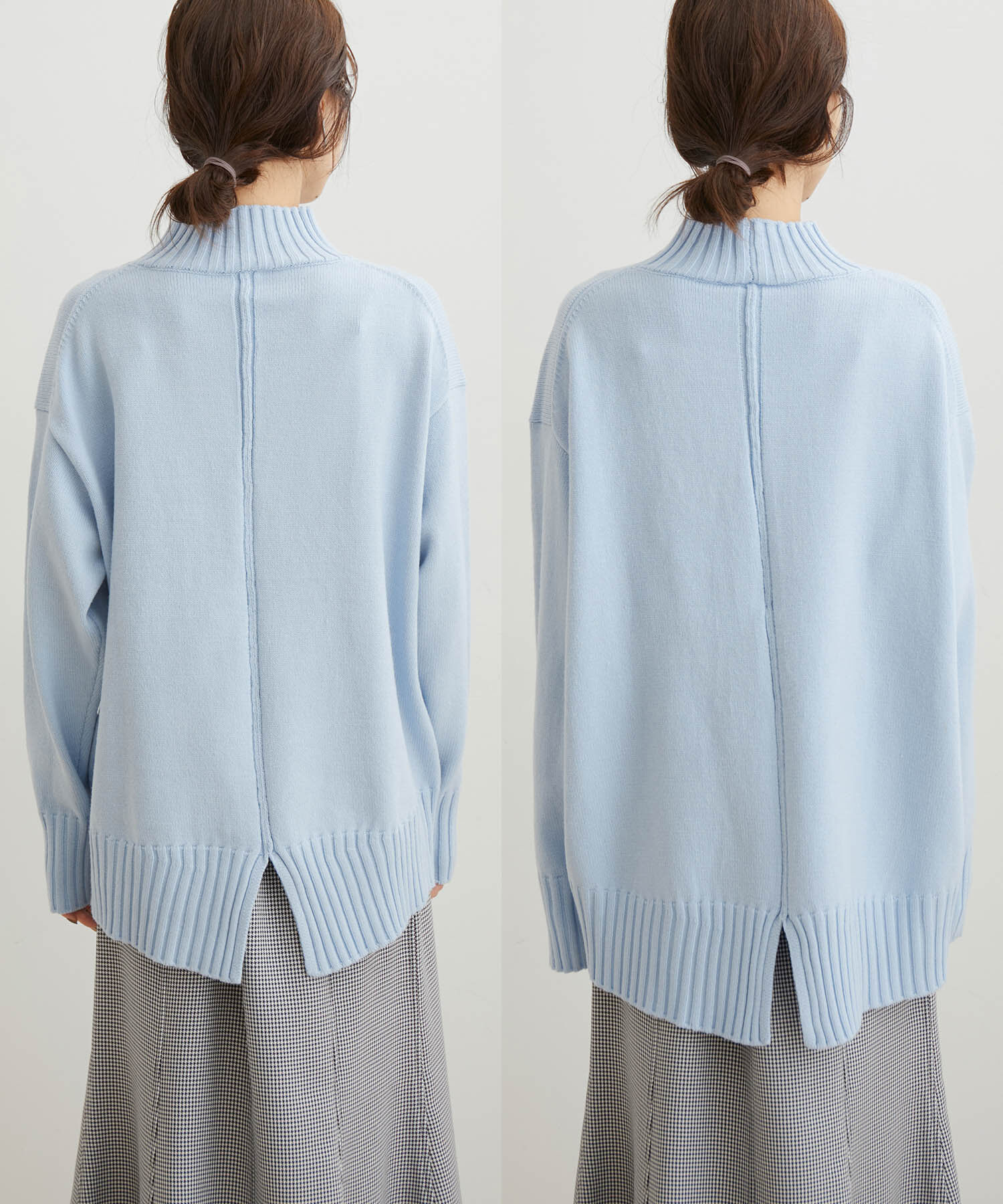 VIS「【洗える】ボーダー＆無地バックスリットニット【sustainable】」|ニット・セーター|