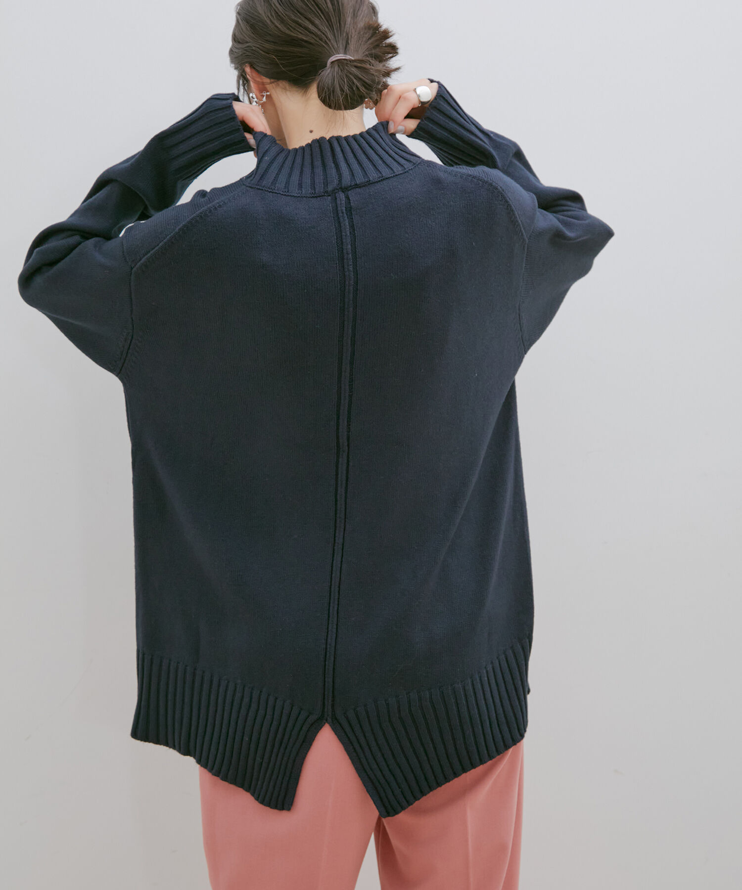 VIS「【洗える】ボーダー＆無地バックスリットニット【sustainable】」|ニット・セーター|