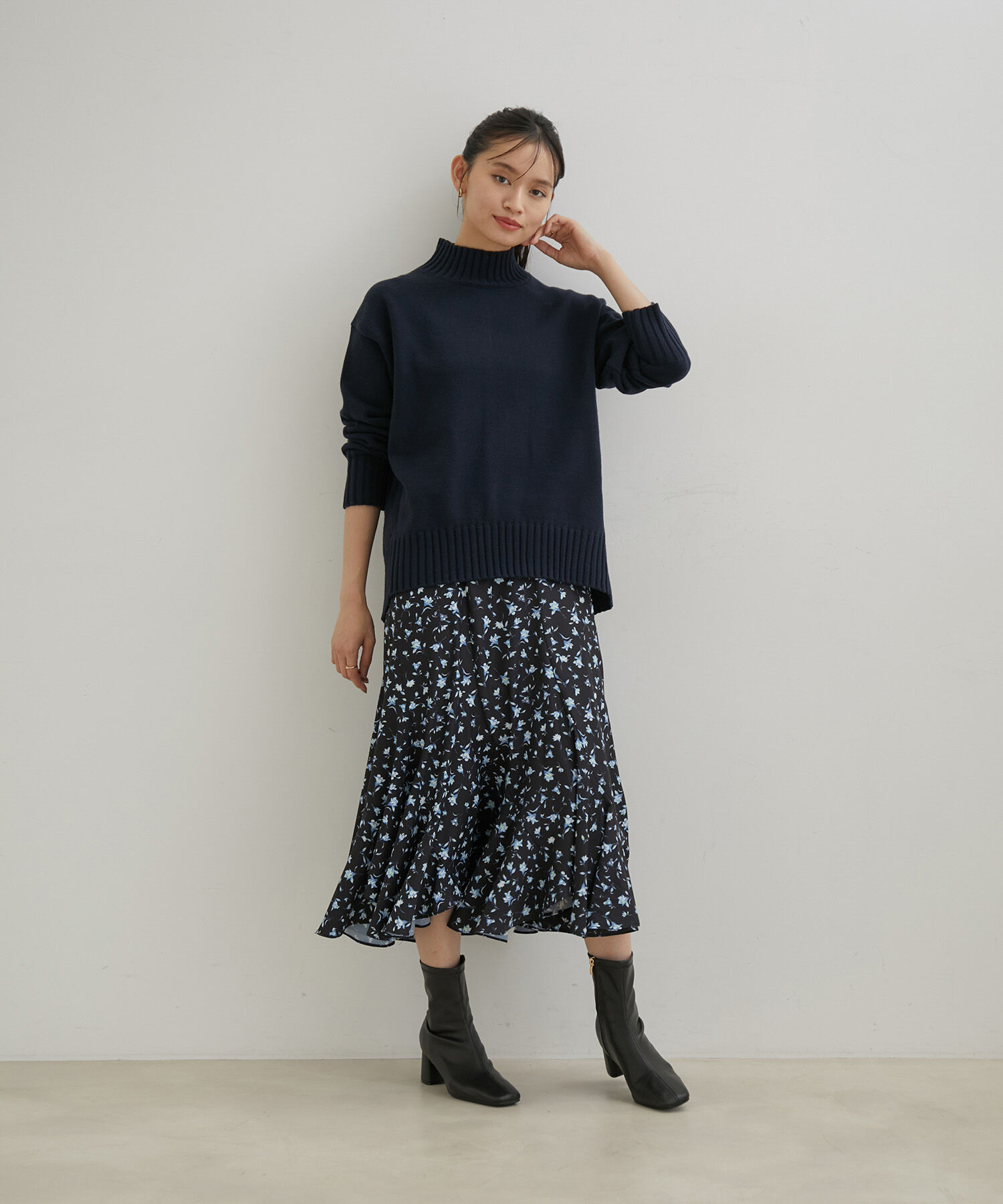 VIS「【洗える】ボーダー＆無地バックスリットニット【sustainable】」|ニット・セーター|