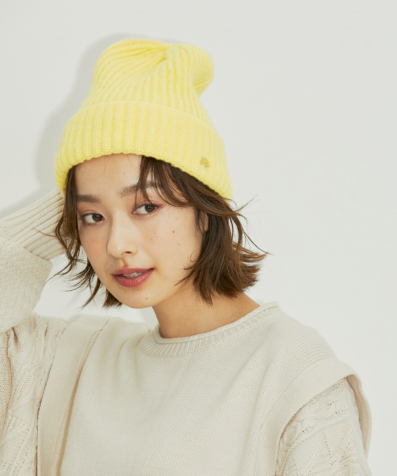 VIS「エアリータッチニットキャップ」|ニット帽|イエロー(80)