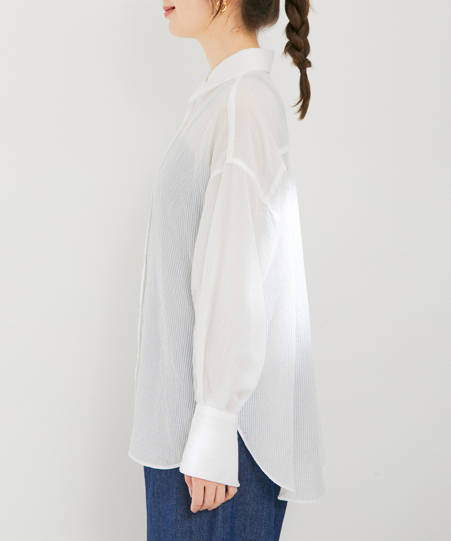 VIS「シアーストライプオーバーサイズシャツ」|シャツ・ブラウス|