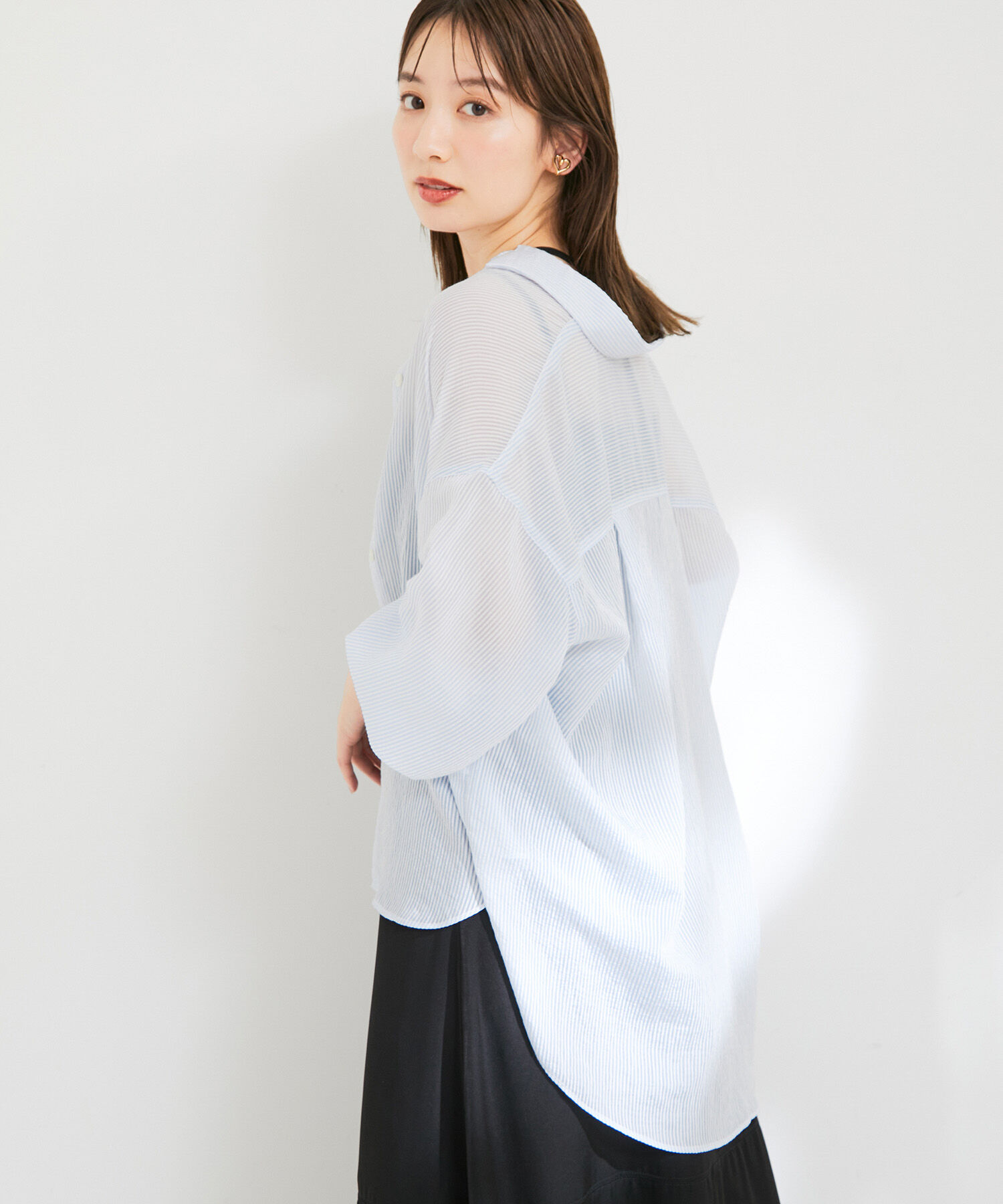 VIS「シアーストライプオーバーサイズシャツ」|シャツ・ブラウス|