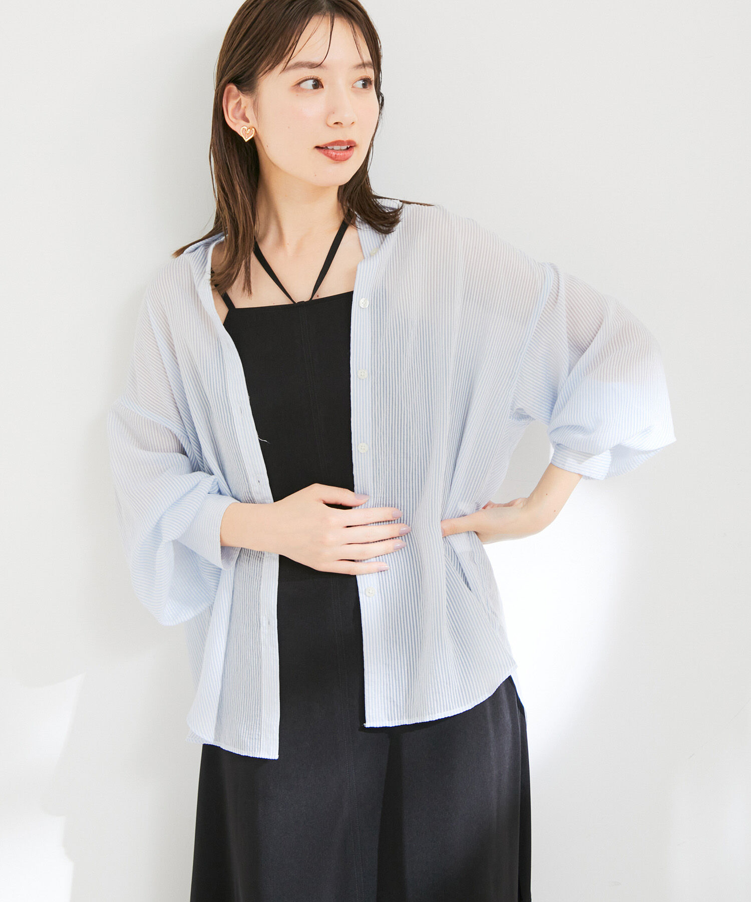 VIS「シアーストライプオーバーサイズシャツ」|シャツ・ブラウス|