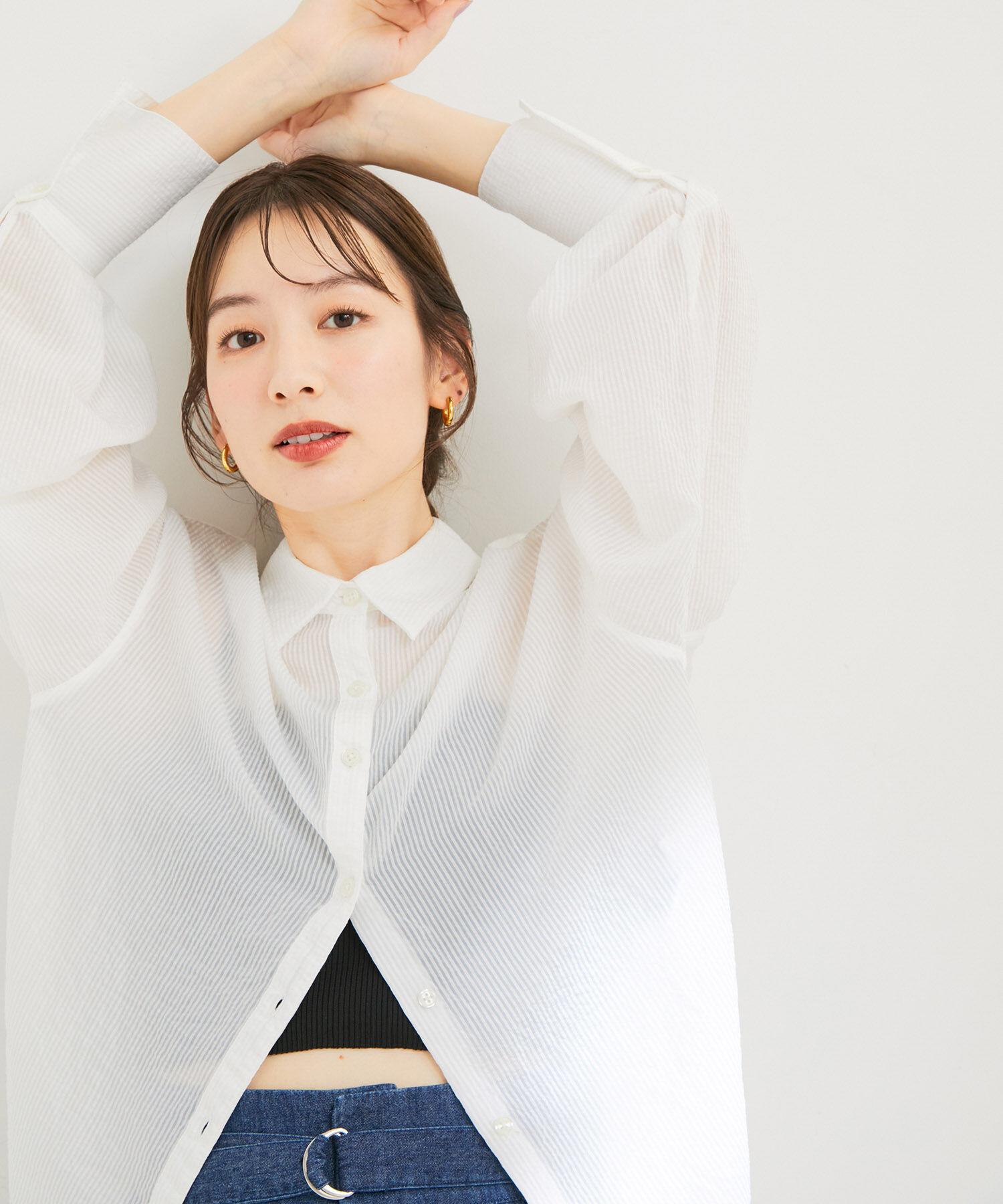 VIS「シアーストライプオーバーサイズシャツ」|シャツ・ブラウス|