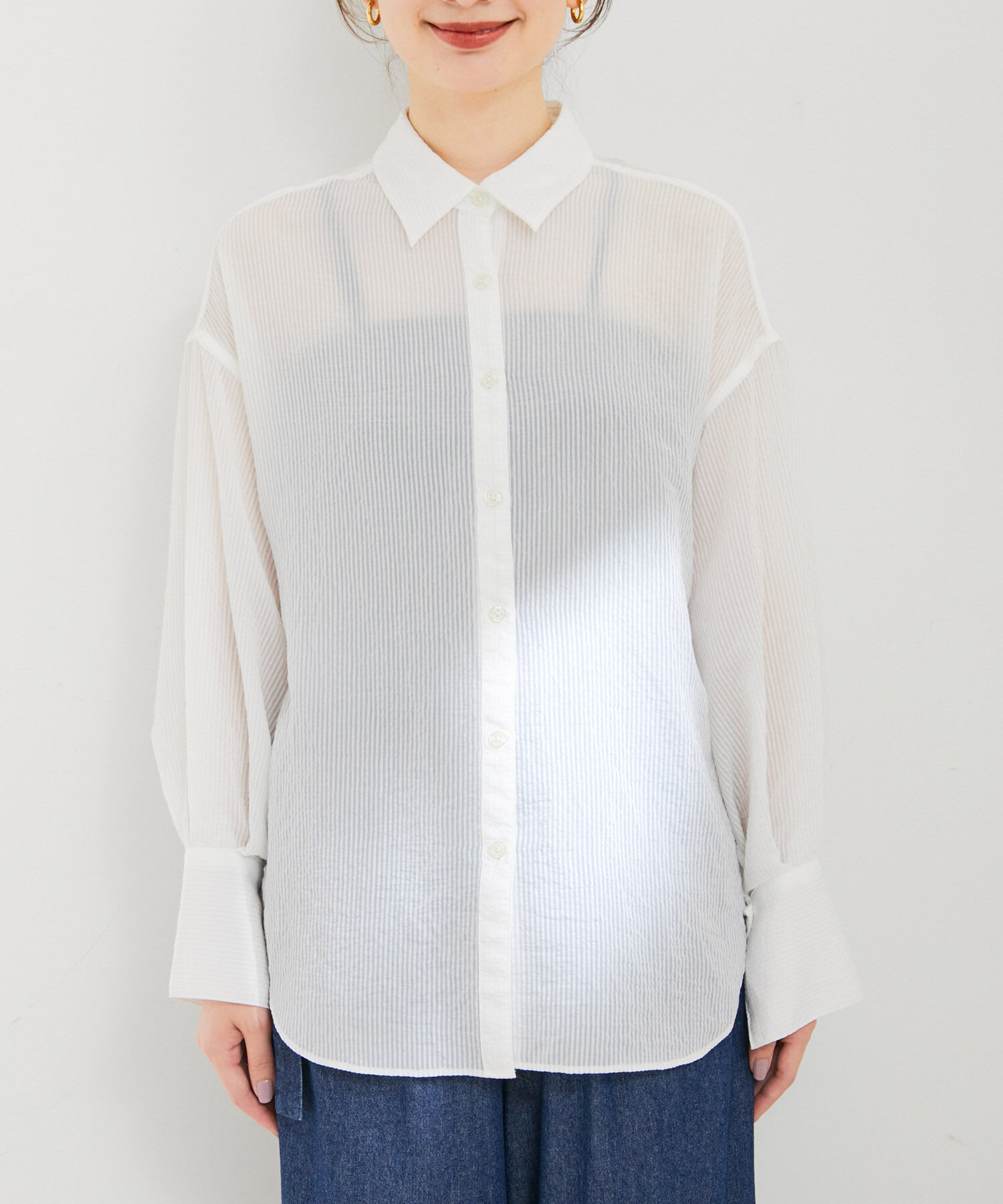 VIS「シアーストライプオーバーサイズシャツ」|シャツ・ブラウス|