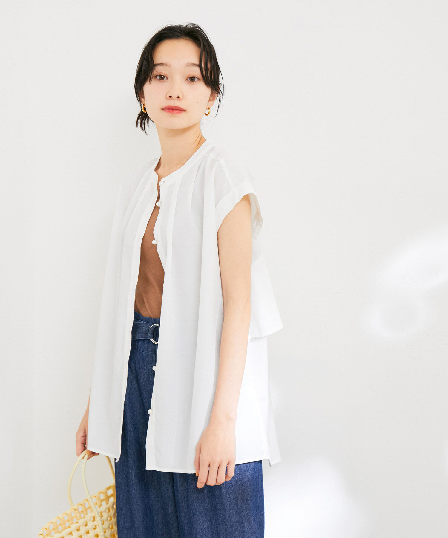 VIS「バックフリルノースリーブブラウス」|シャツ・ブラウス|