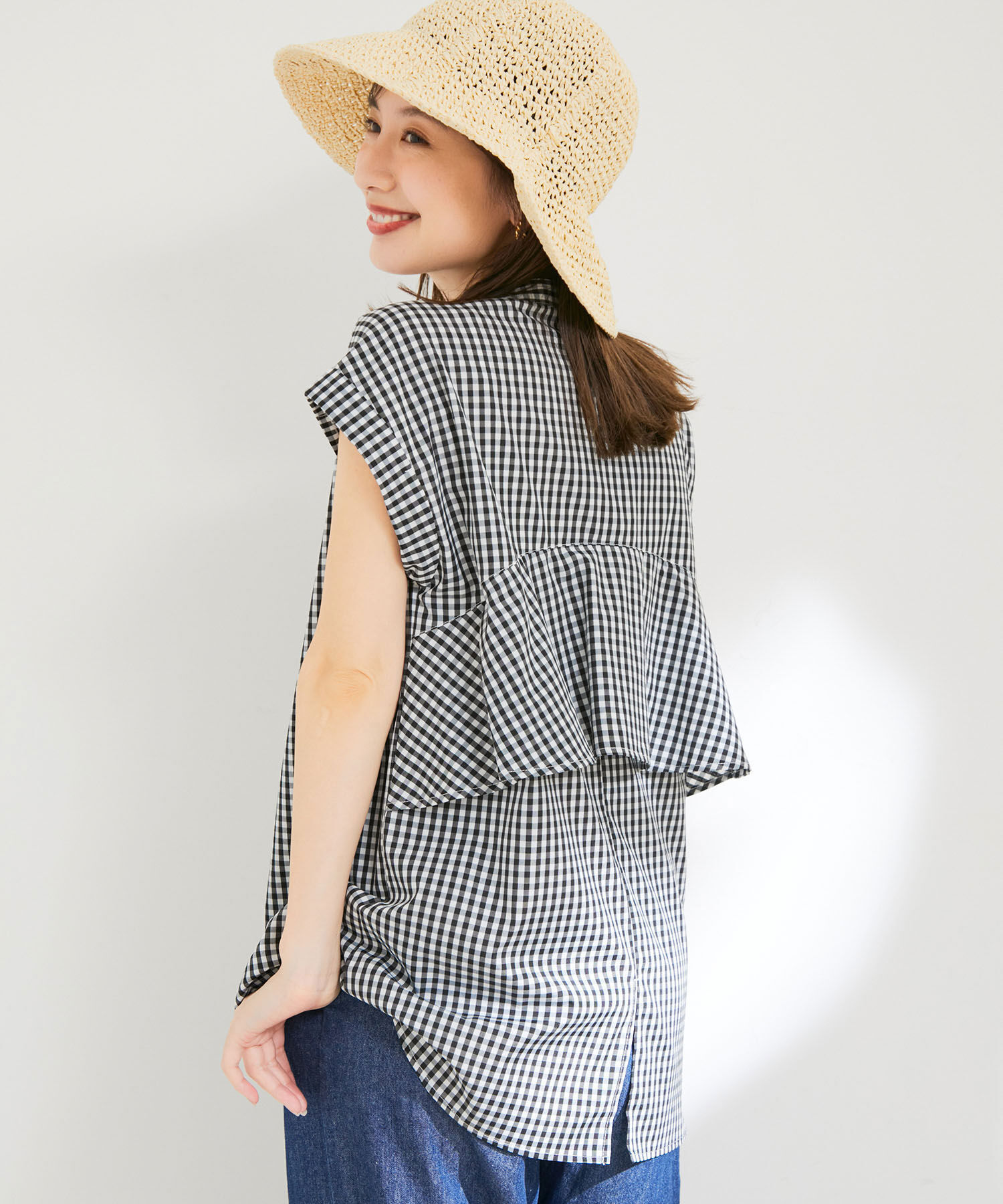 VIS「バックフリルノースリーブブラウス」|シャツ・ブラウス|