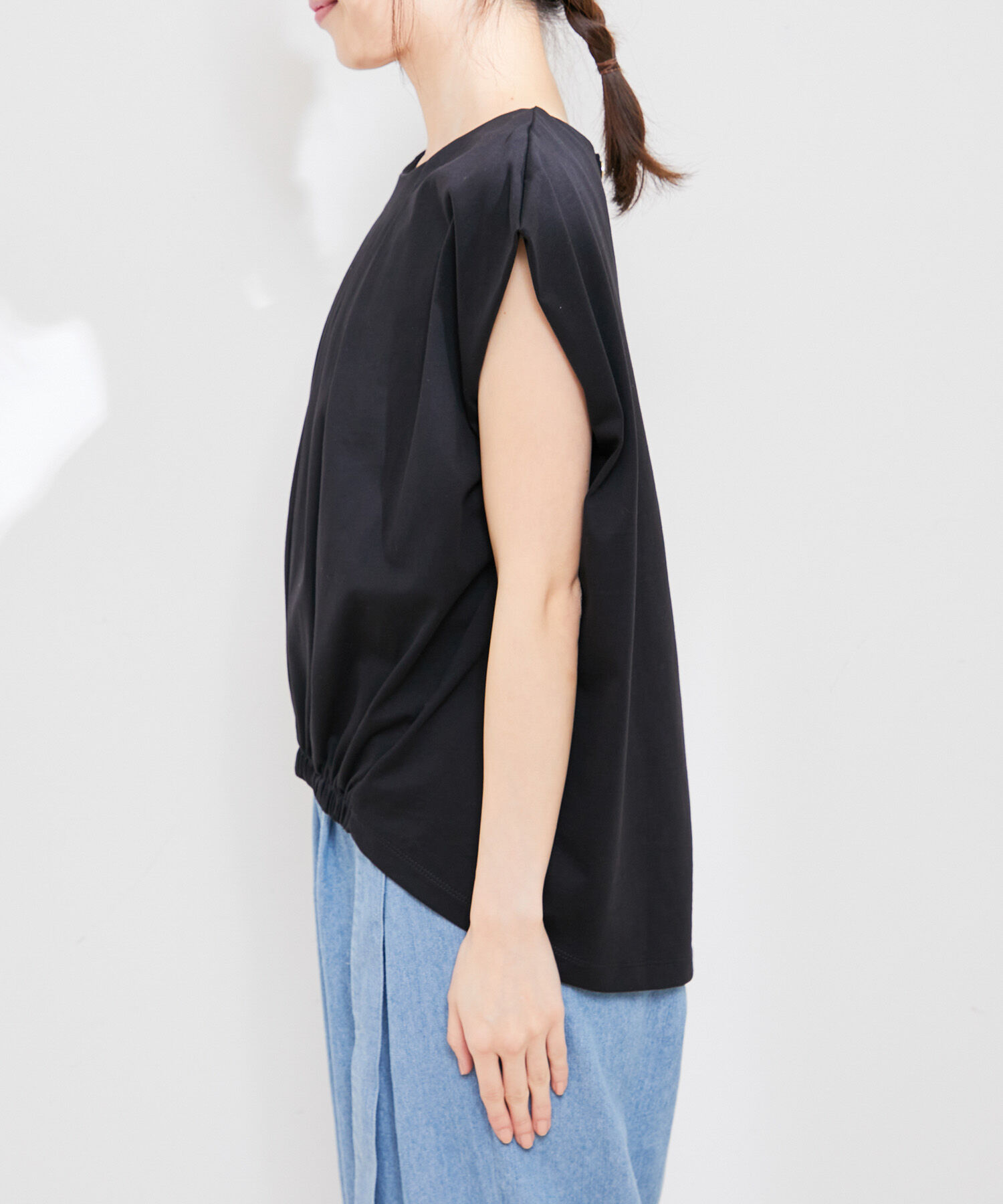 VIS「【接触冷感・洗える】フロントタックフレンチスリーブカットソー」|Tシャツ・カットソー|