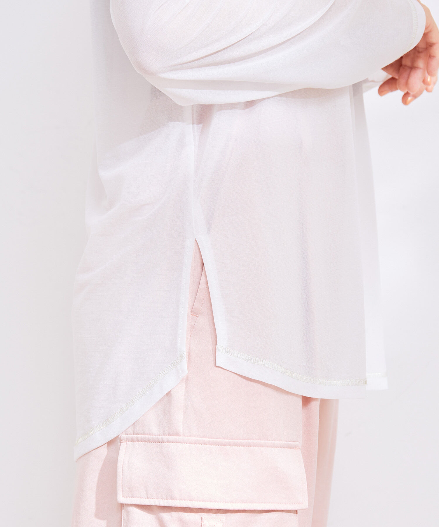 VIS「【洗える】クルーネックシアーロングTシャツ」|Tシャツ・カットソー|