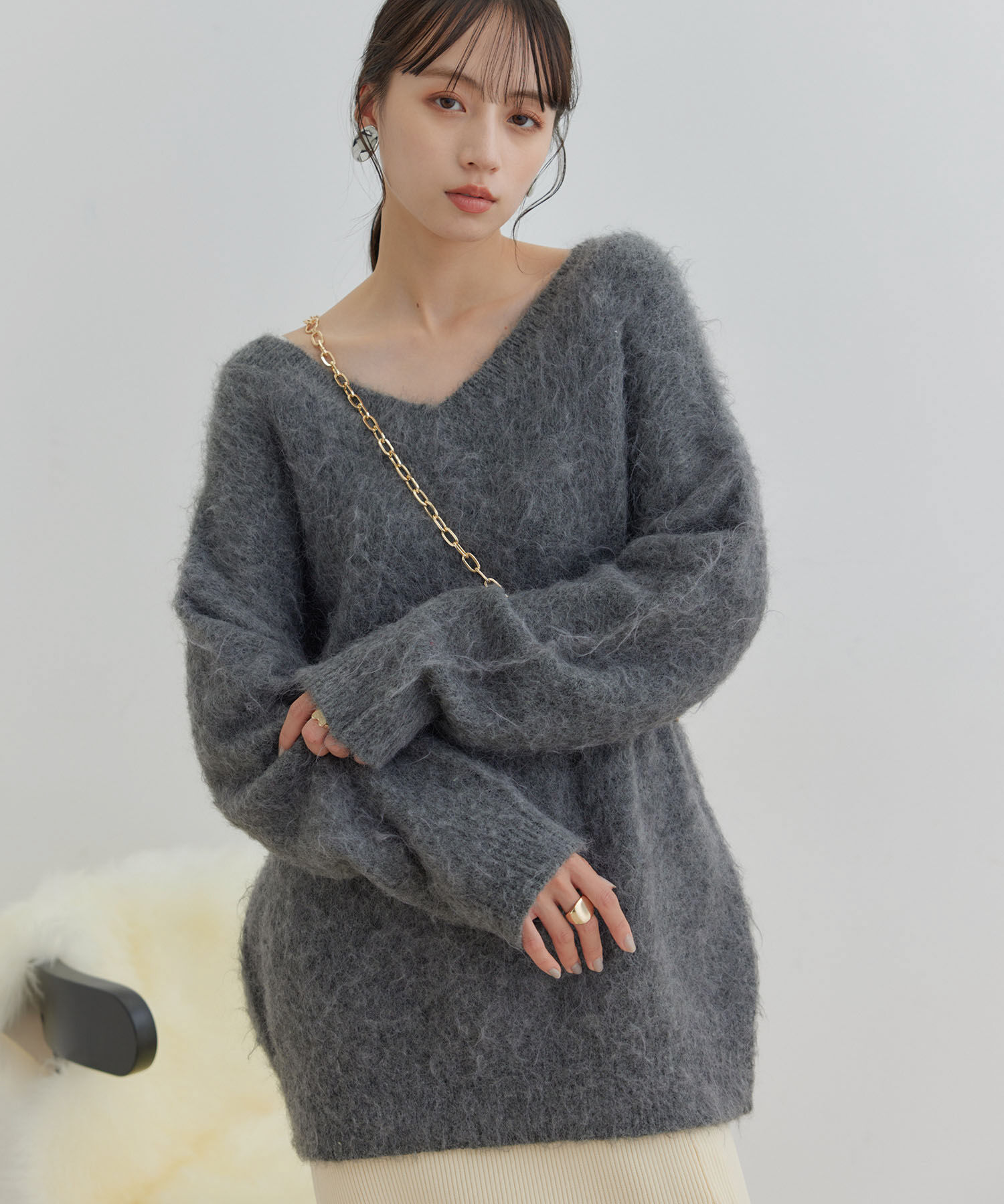 VIS「【前後2WAY】毛混トゥンカロンニット」|ニット・セーター|