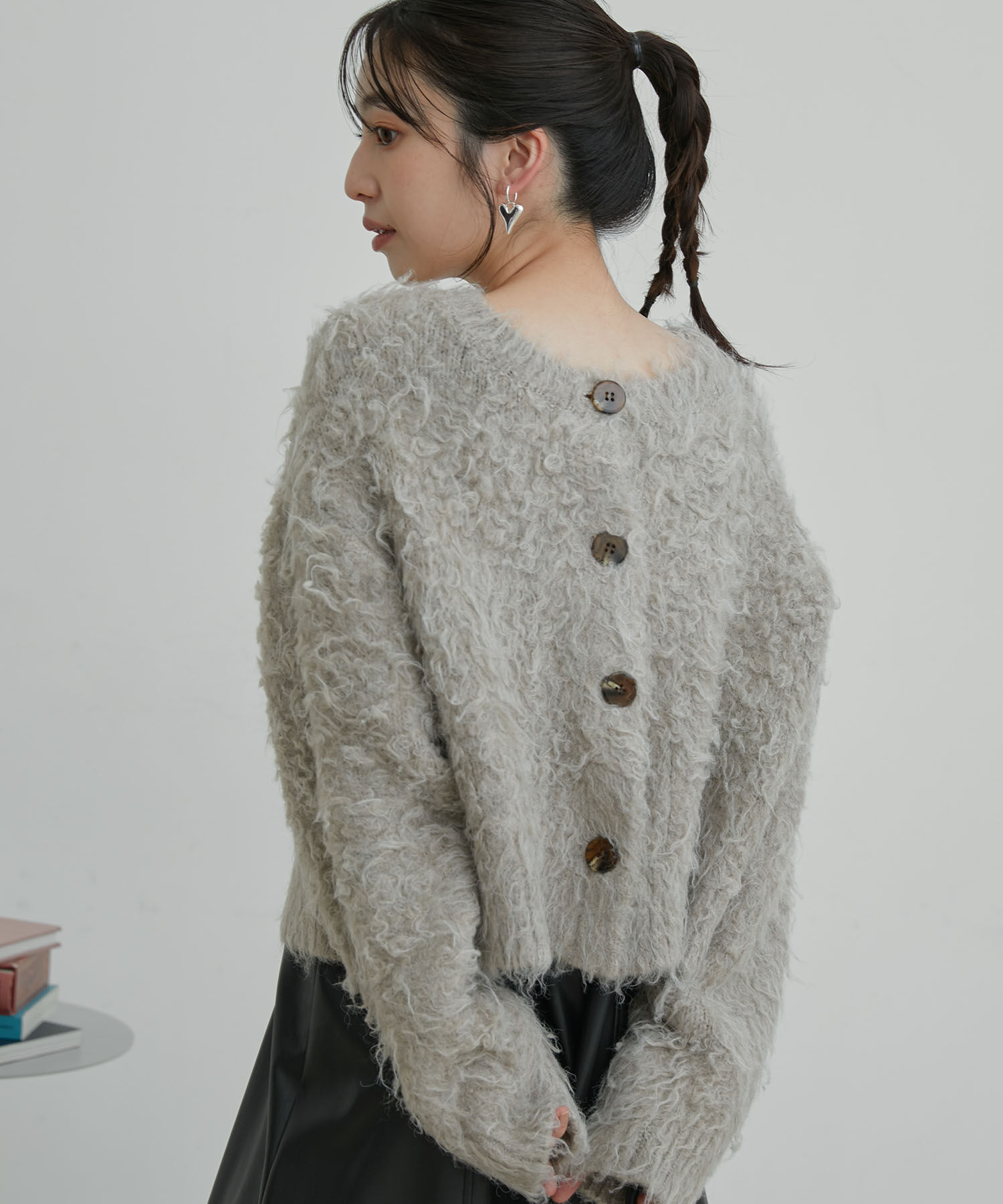 VIS「【前後2WAY】毛混くるくるシャギーカーディガン」|カーディガン|