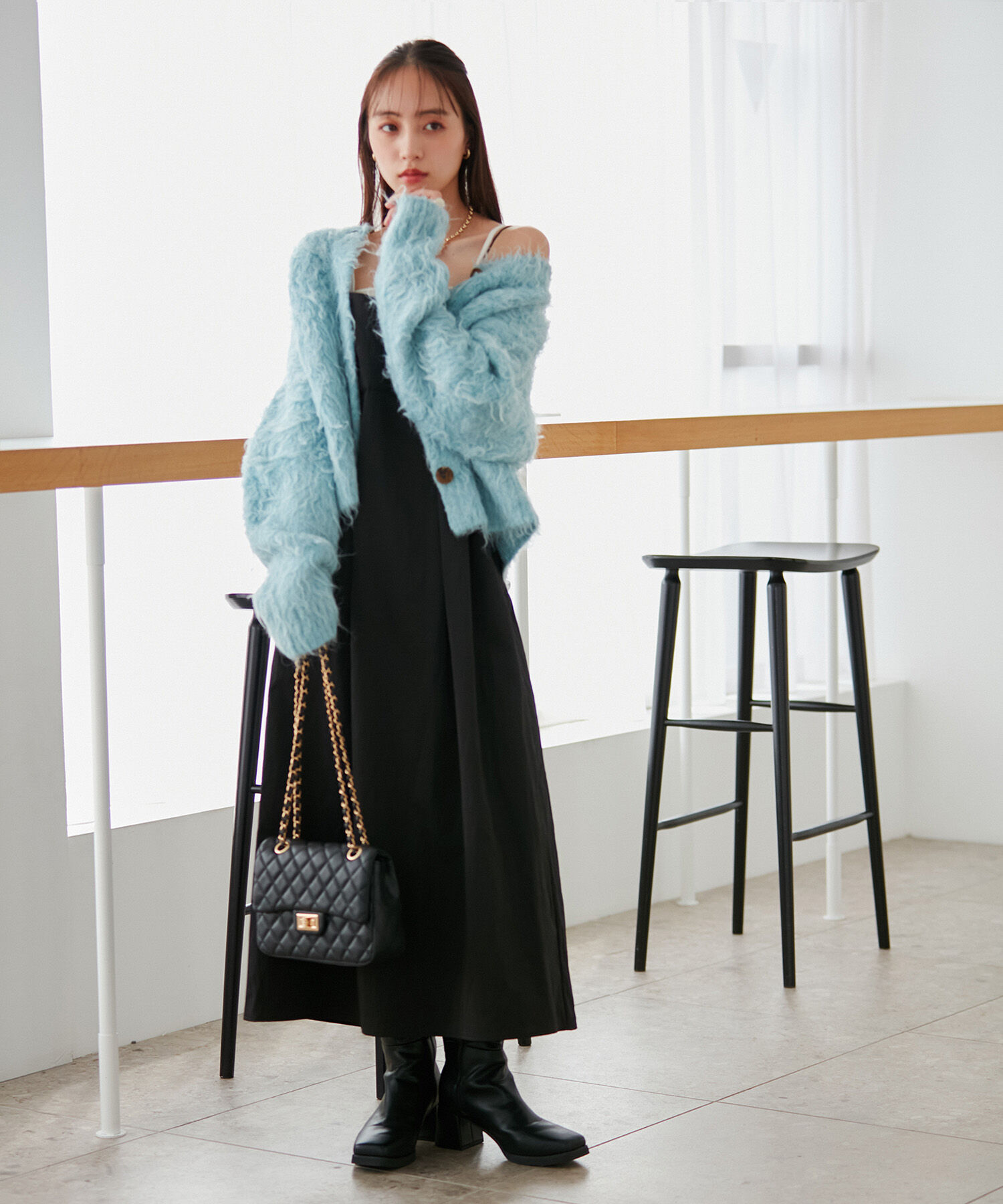 VIS「【前後2WAY】毛混くるくるシャギーカーディガン」|カーディガン|