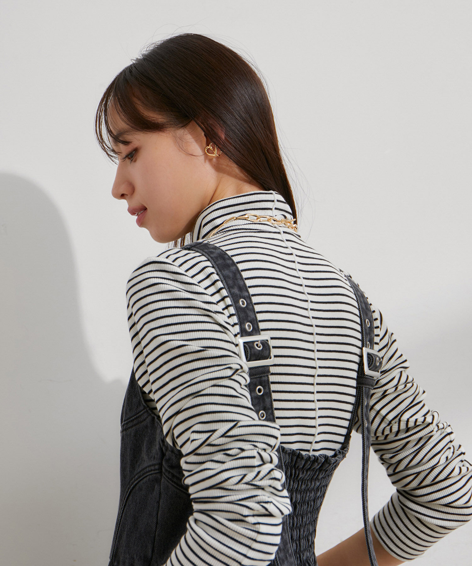 VIS「切替デニムジャンパースカート」|ワンピース|