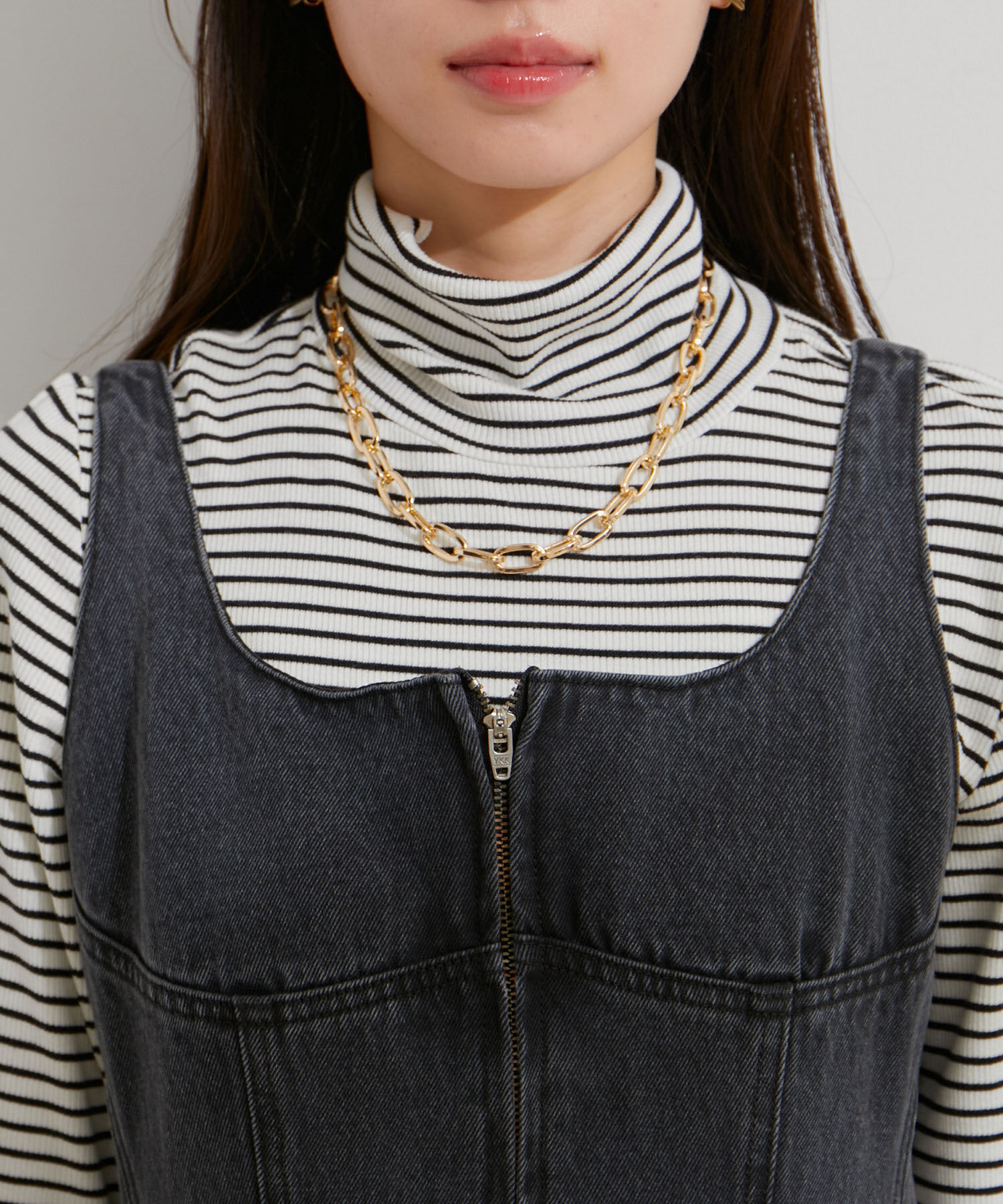 VIS「切替デニムジャンパースカート」|ワンピース|