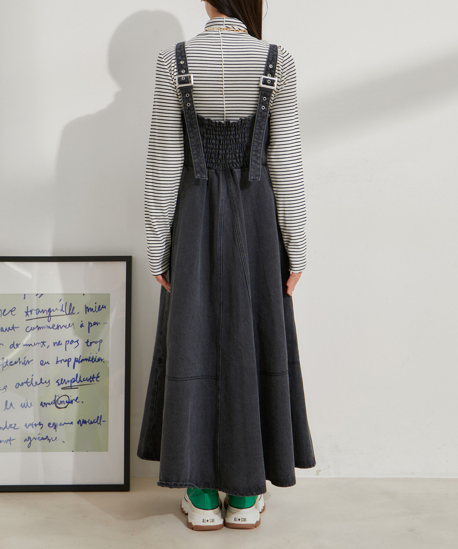 VIS「切替デニムジャンパースカート」|ワンピース|