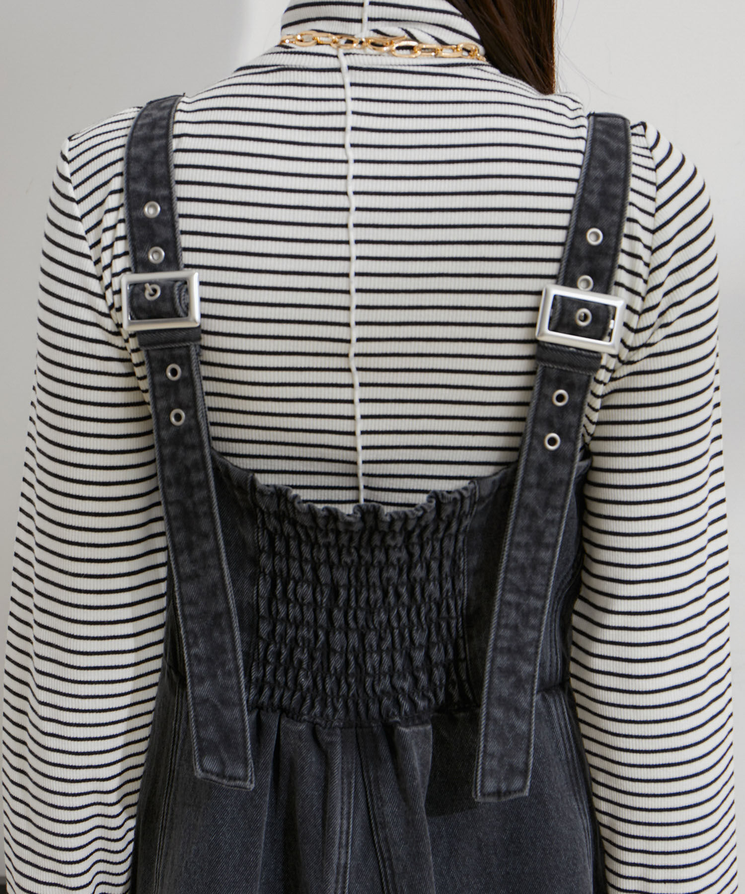 VIS「切替デニムジャンパースカート」|ワンピース|