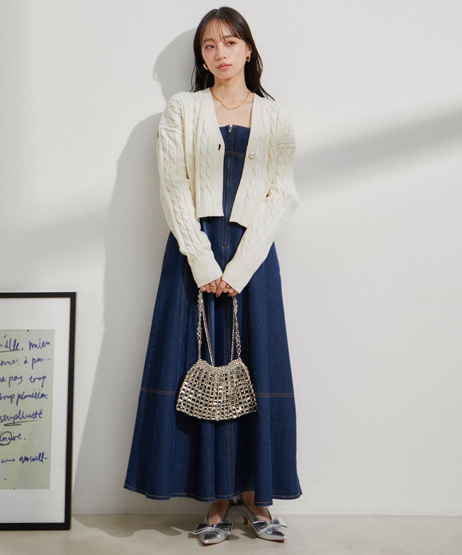 VIS「切替デニムジャンパースカート」|ワンピース|