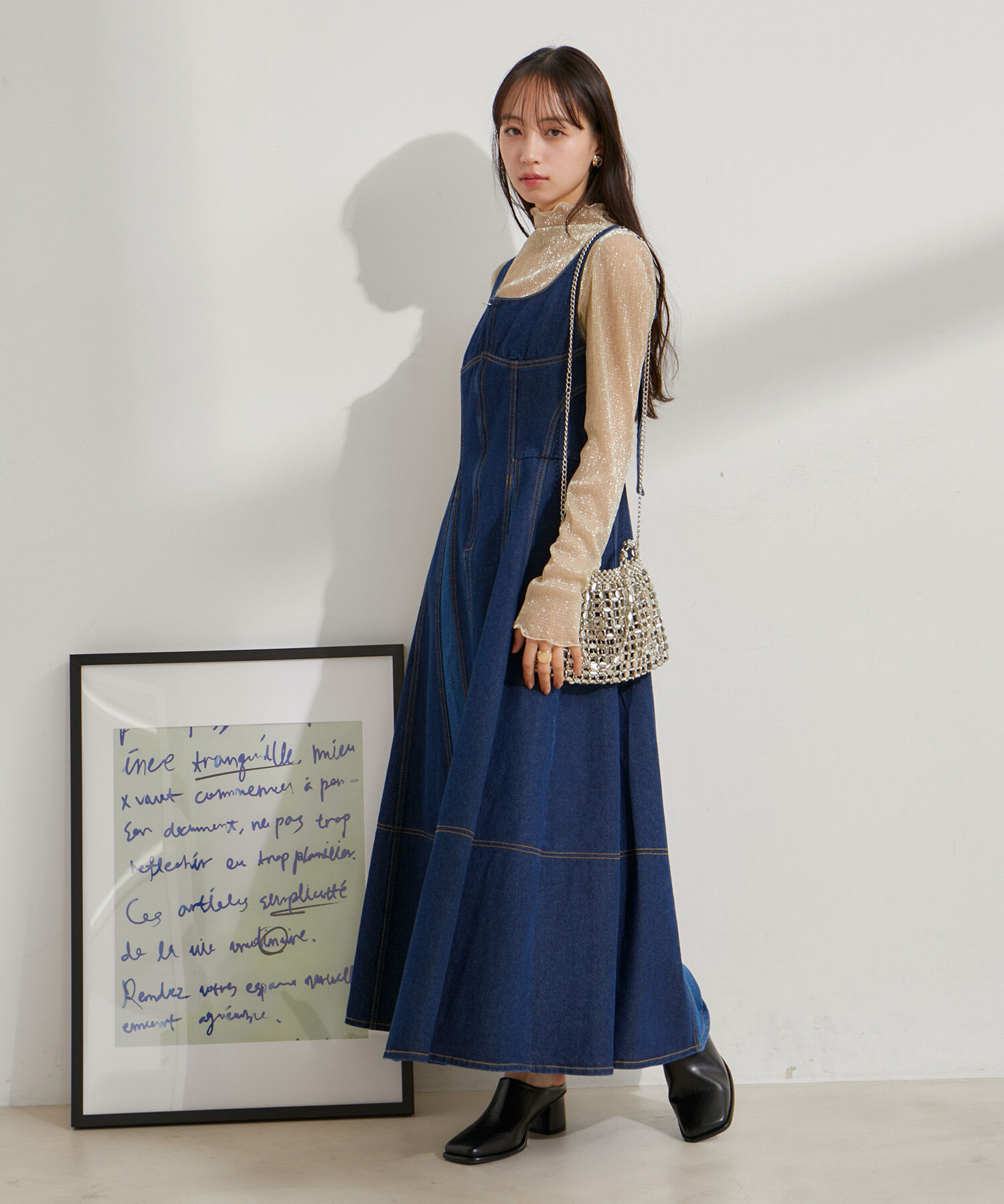 VIS「切替デニムジャンパースカート」|ワンピース|