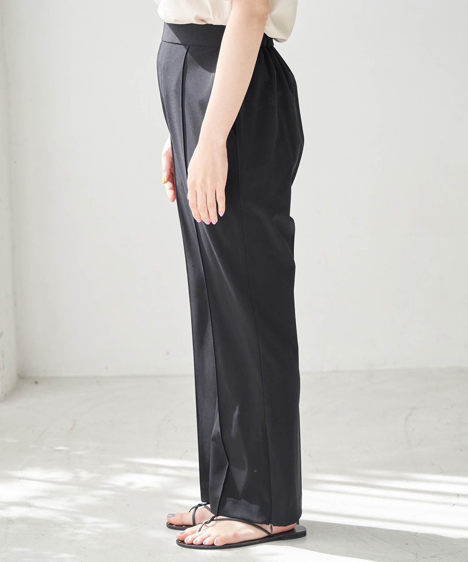 Rope&rsquo;Picnic「【ラク美】【WEB限定・低身長向け】サイドジップピンタックパンツ」|その他|